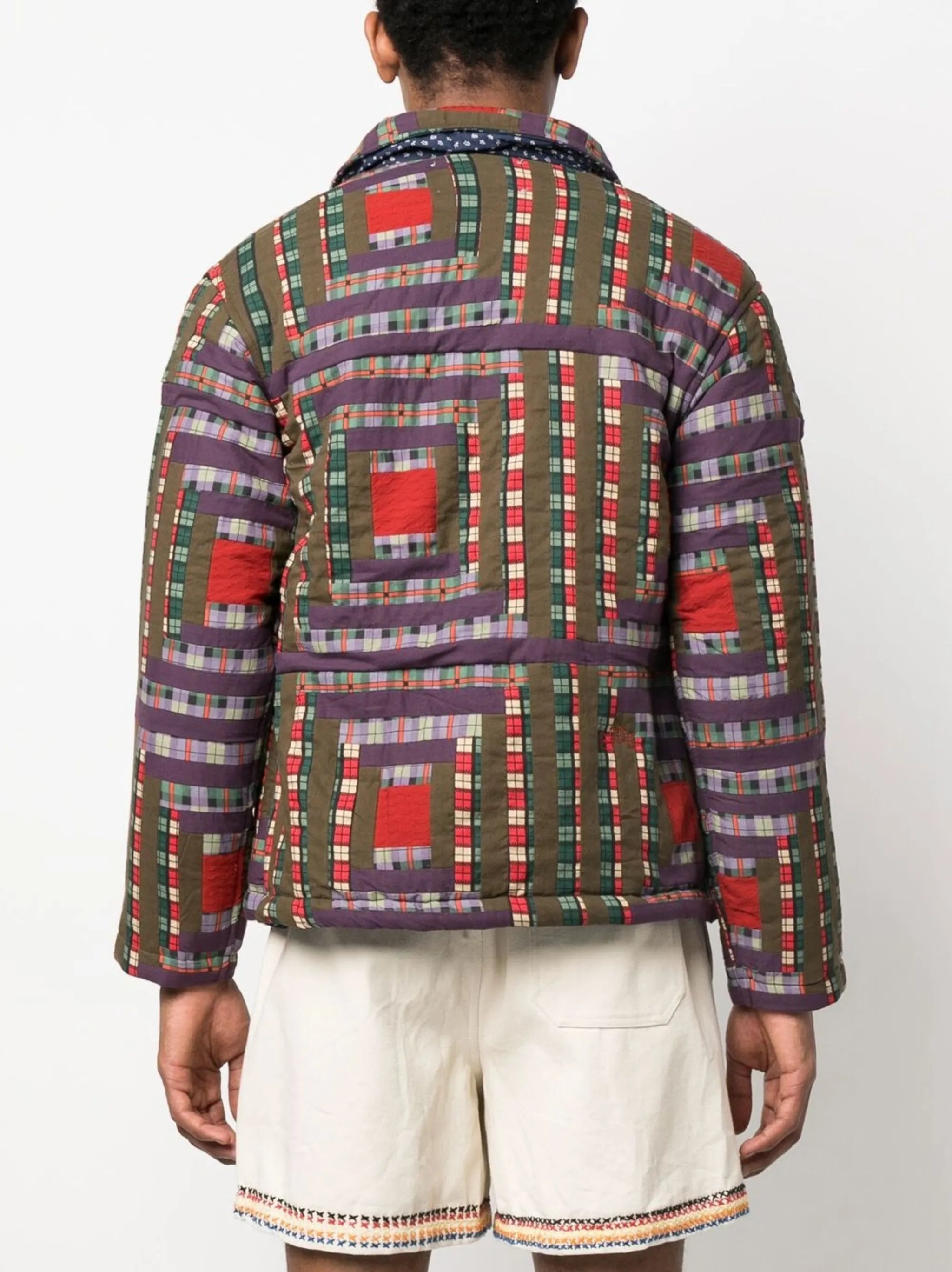 plaid-print quilted jacket