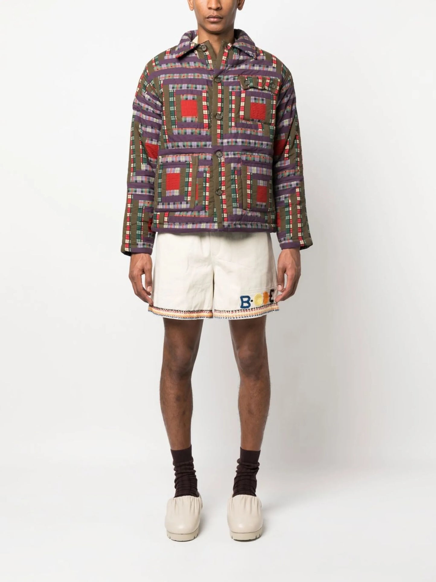 plaid-print quilted jacket