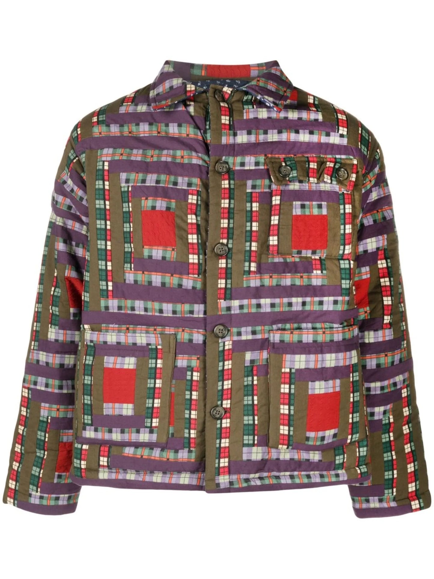 plaid-print quilted jacket