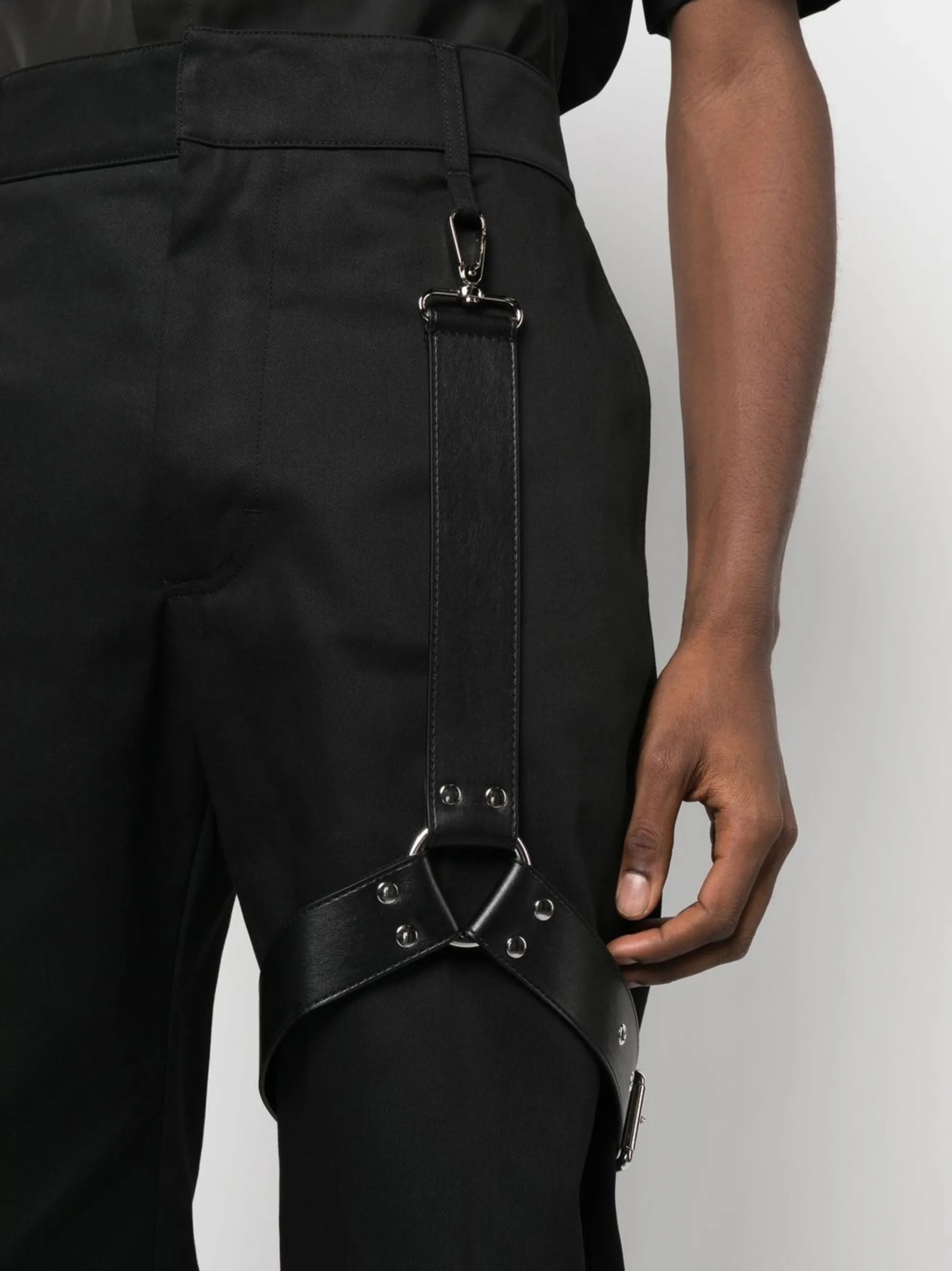 harness-detail trousers