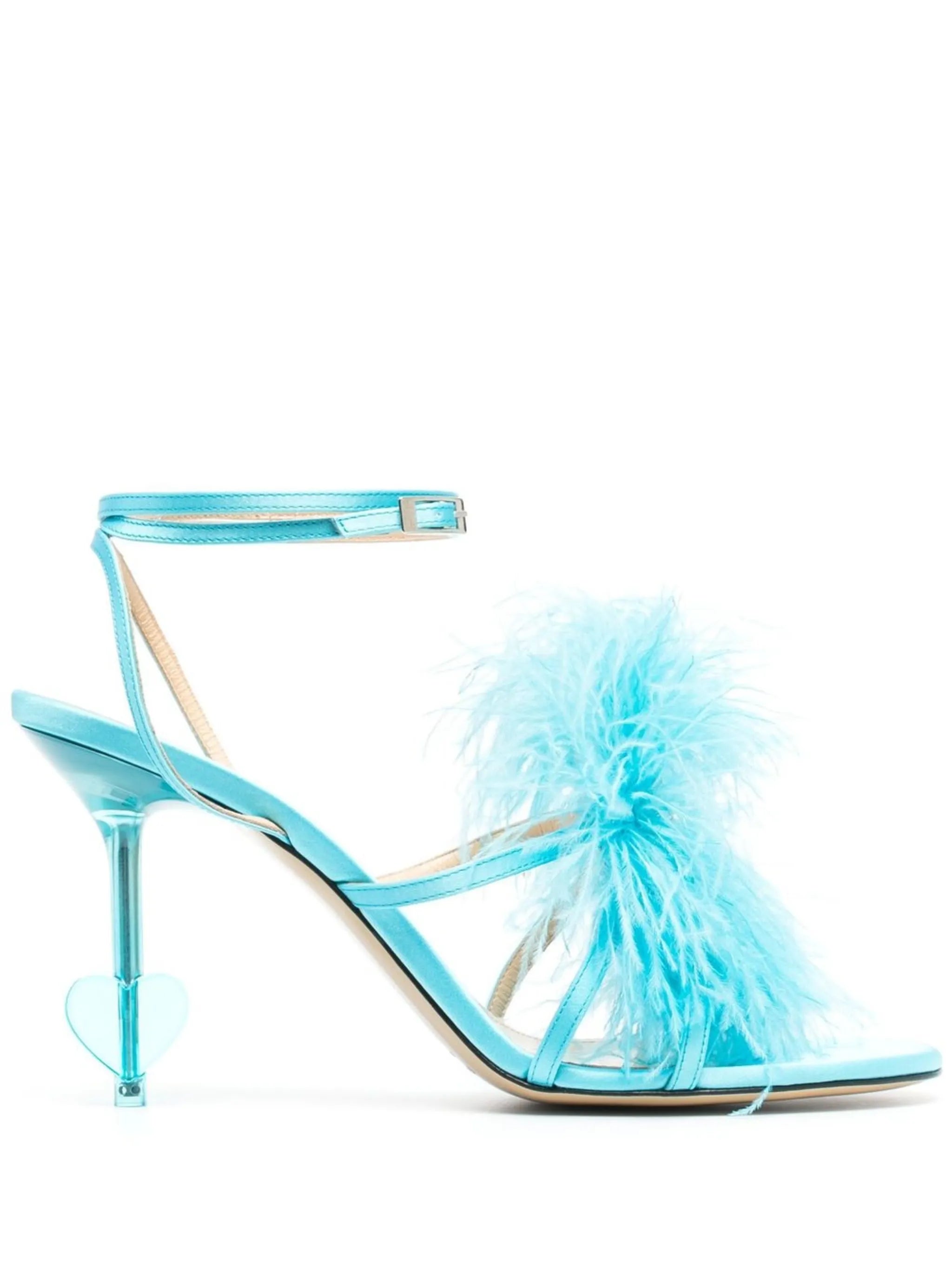 feather-trim 105mm sandals