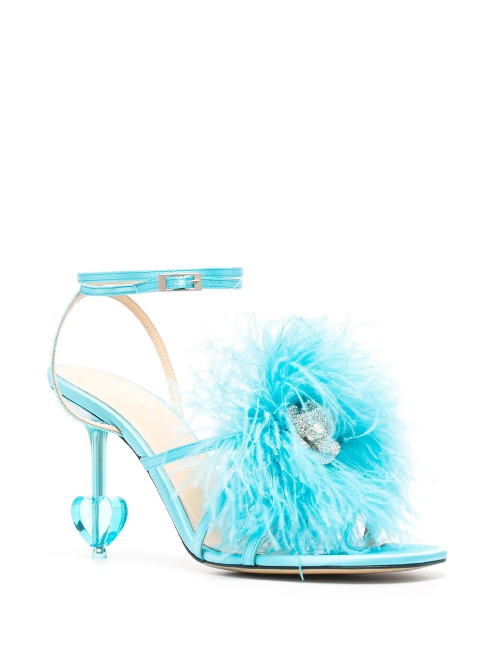 feather-trim 105mm sandals