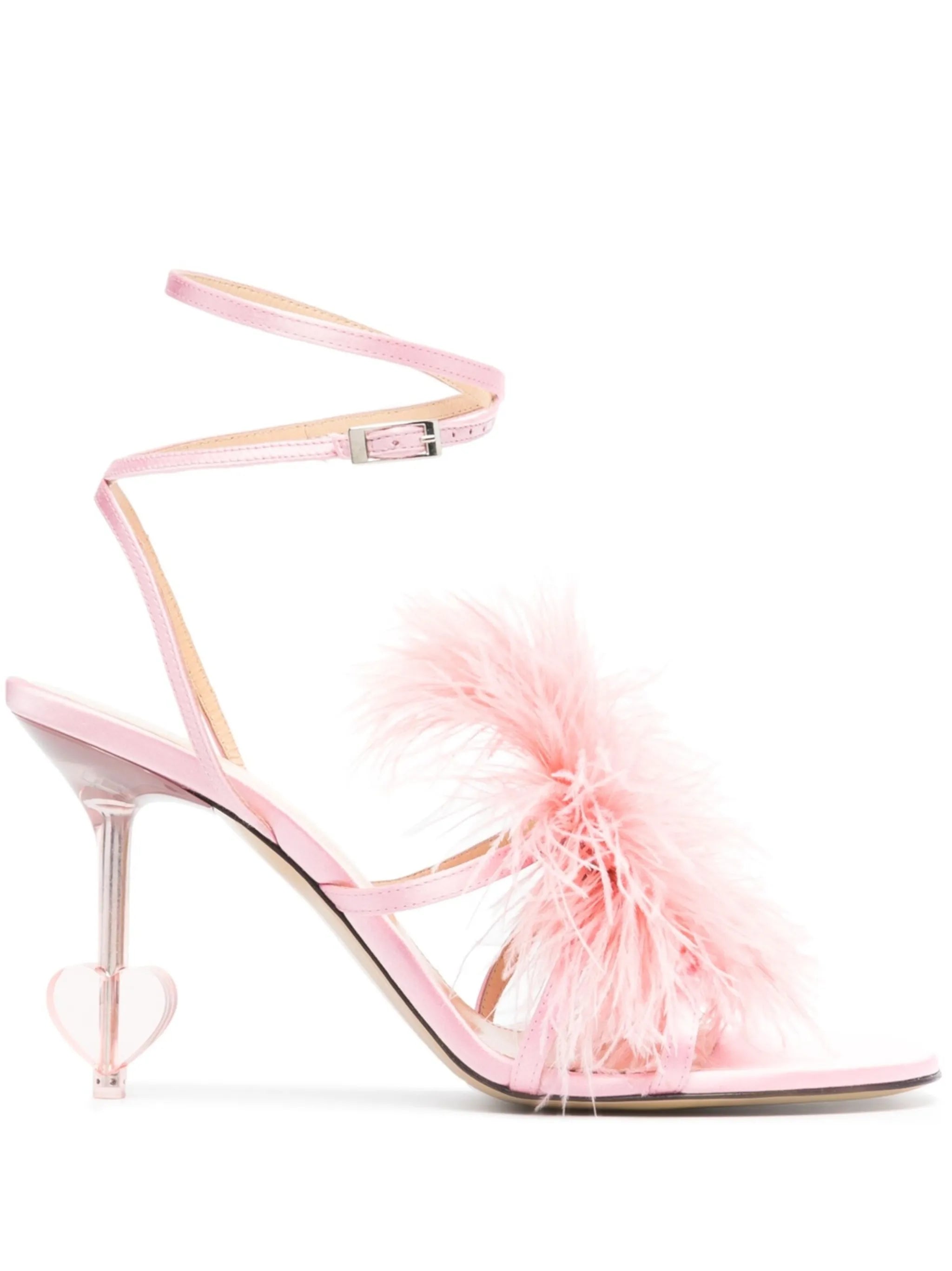 feather-detail 95mm sandals