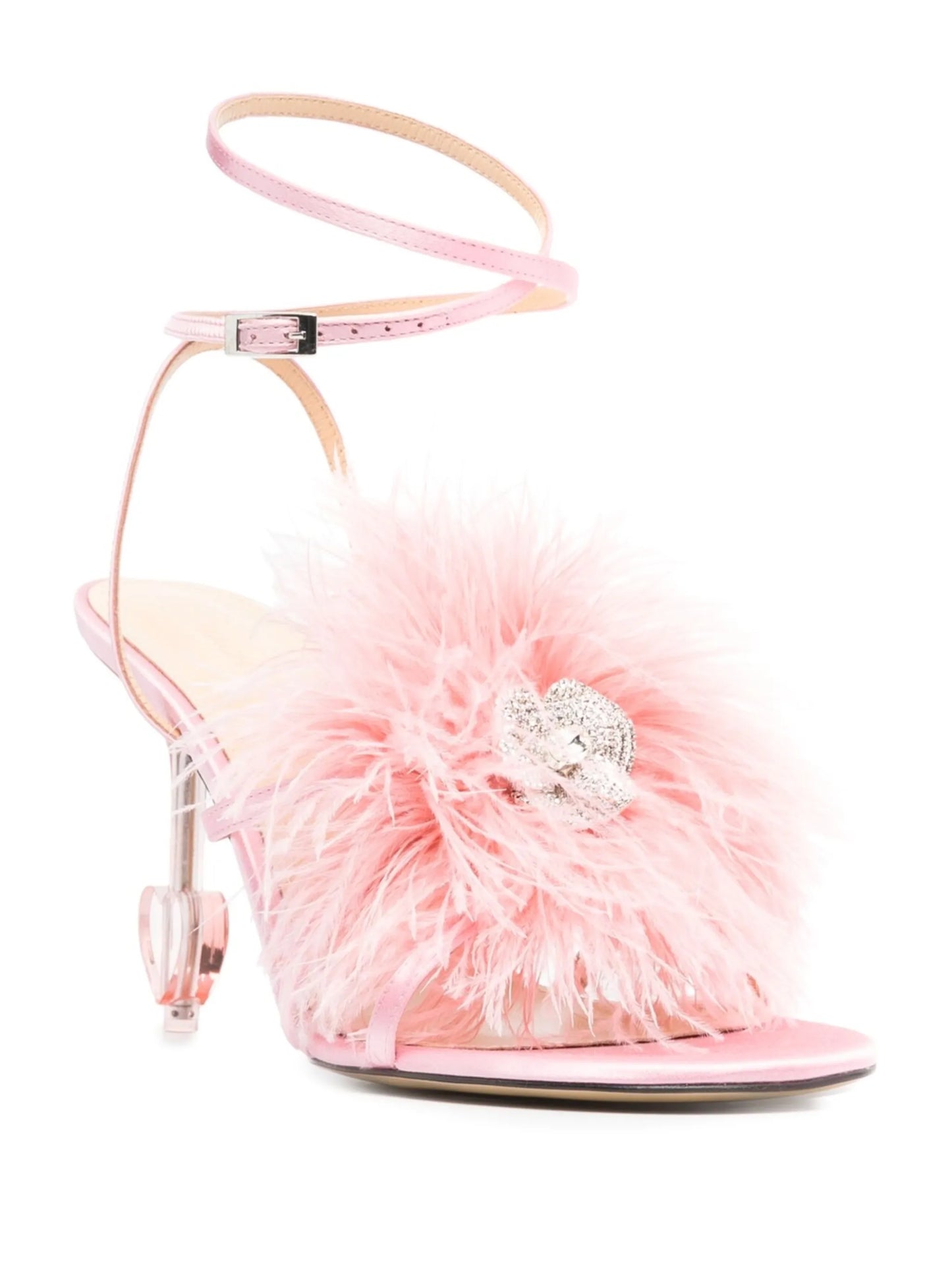 feather-detail 95mm sandals