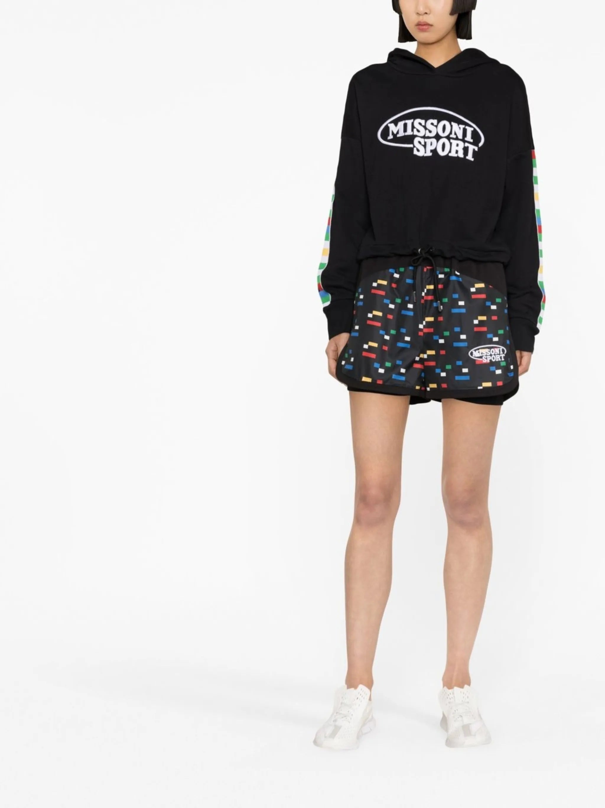 pixel-print running shorts