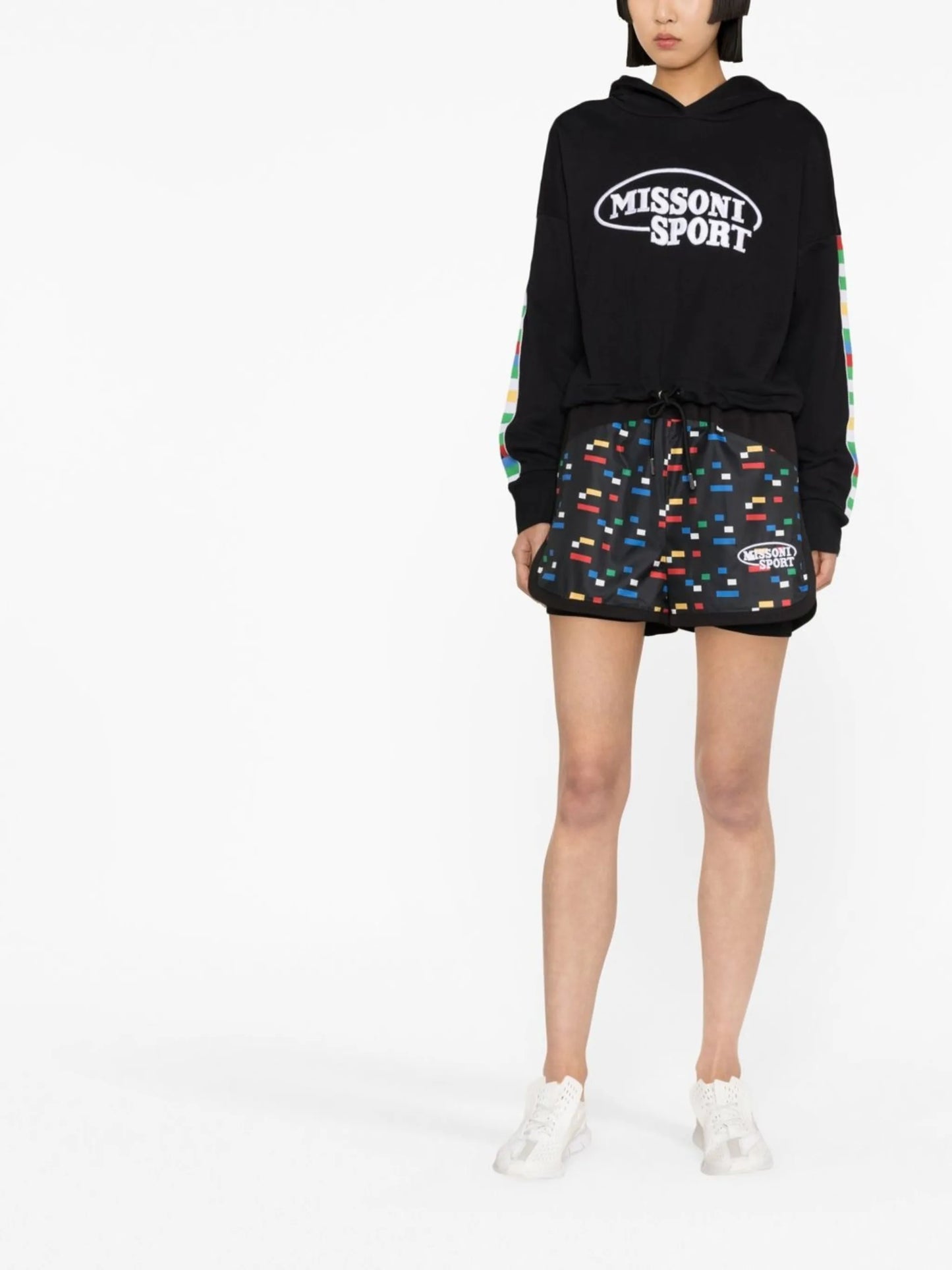 pixel-print running shorts