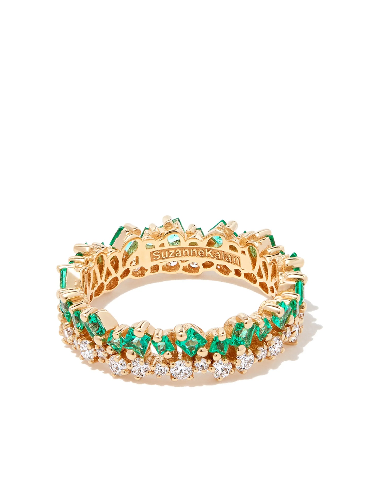 18kt yellow gold Princess Short Stack emerald eternity band ring