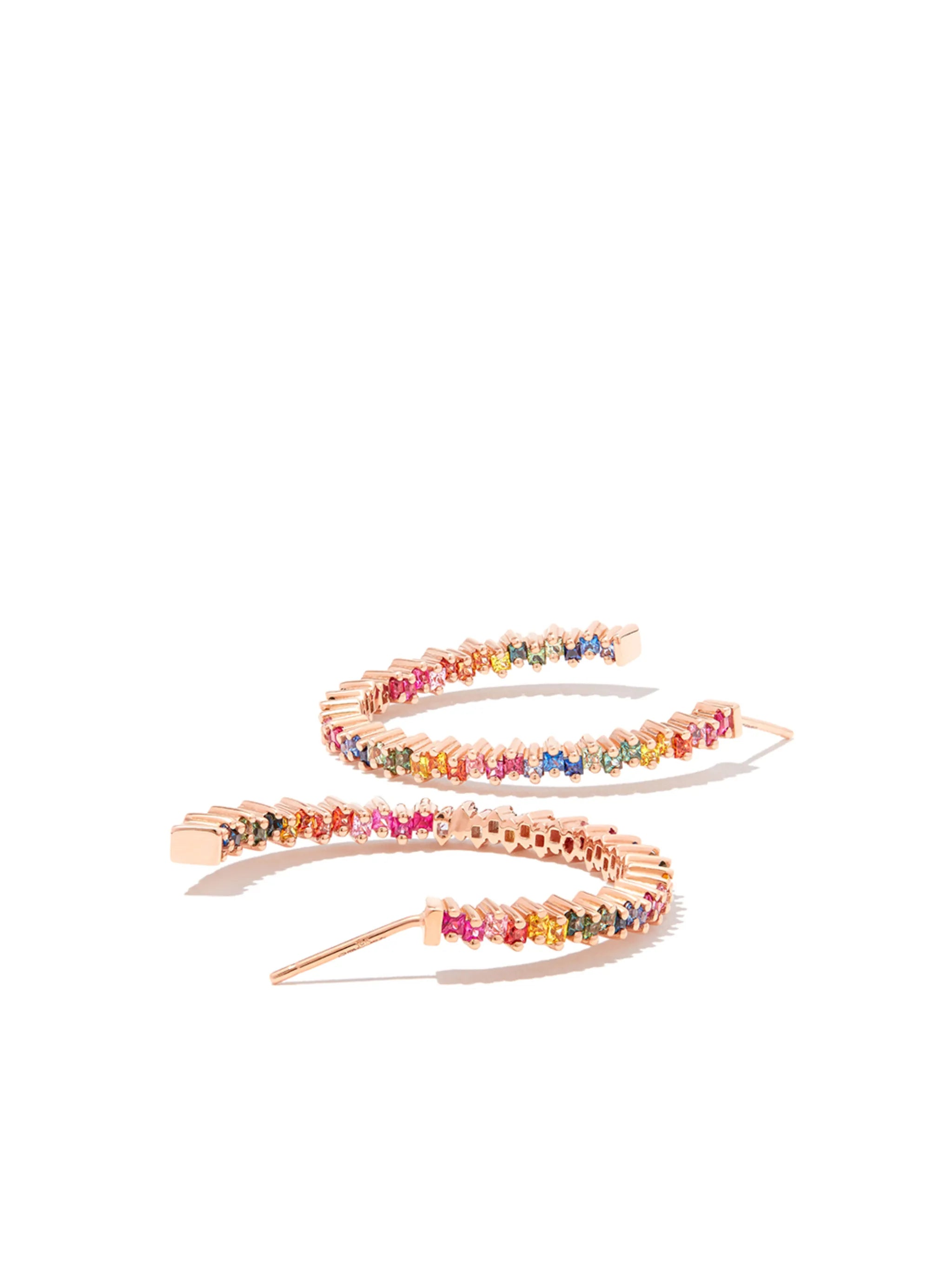 18kt rose gold sapphire hoop earrings
