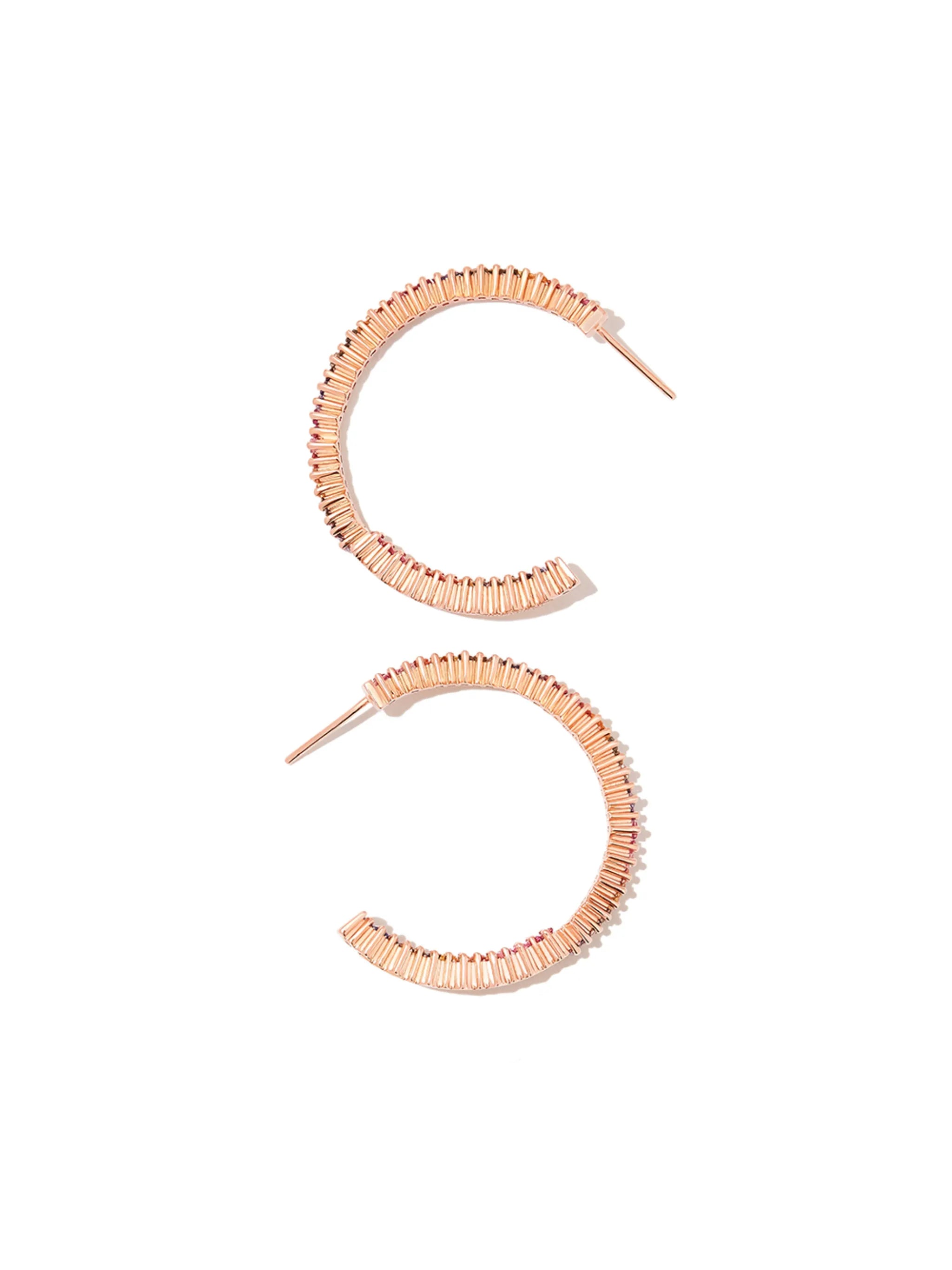 18kt rose gold sapphire hoop earrings