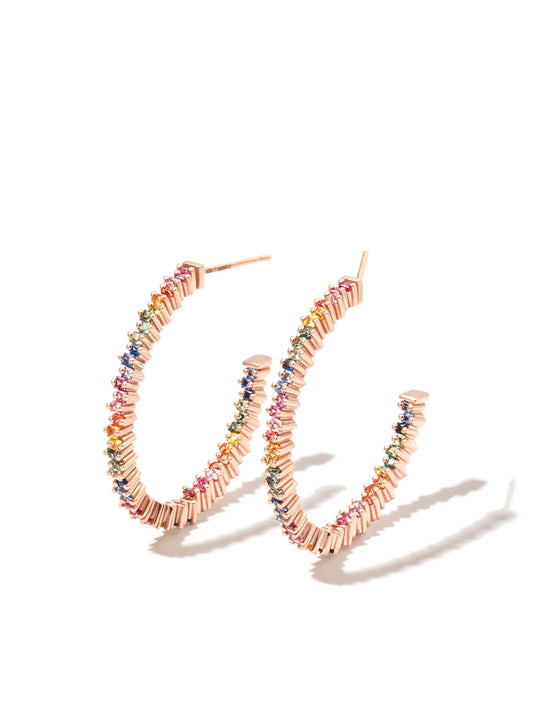 18kt rose gold sapphire hoop earrings