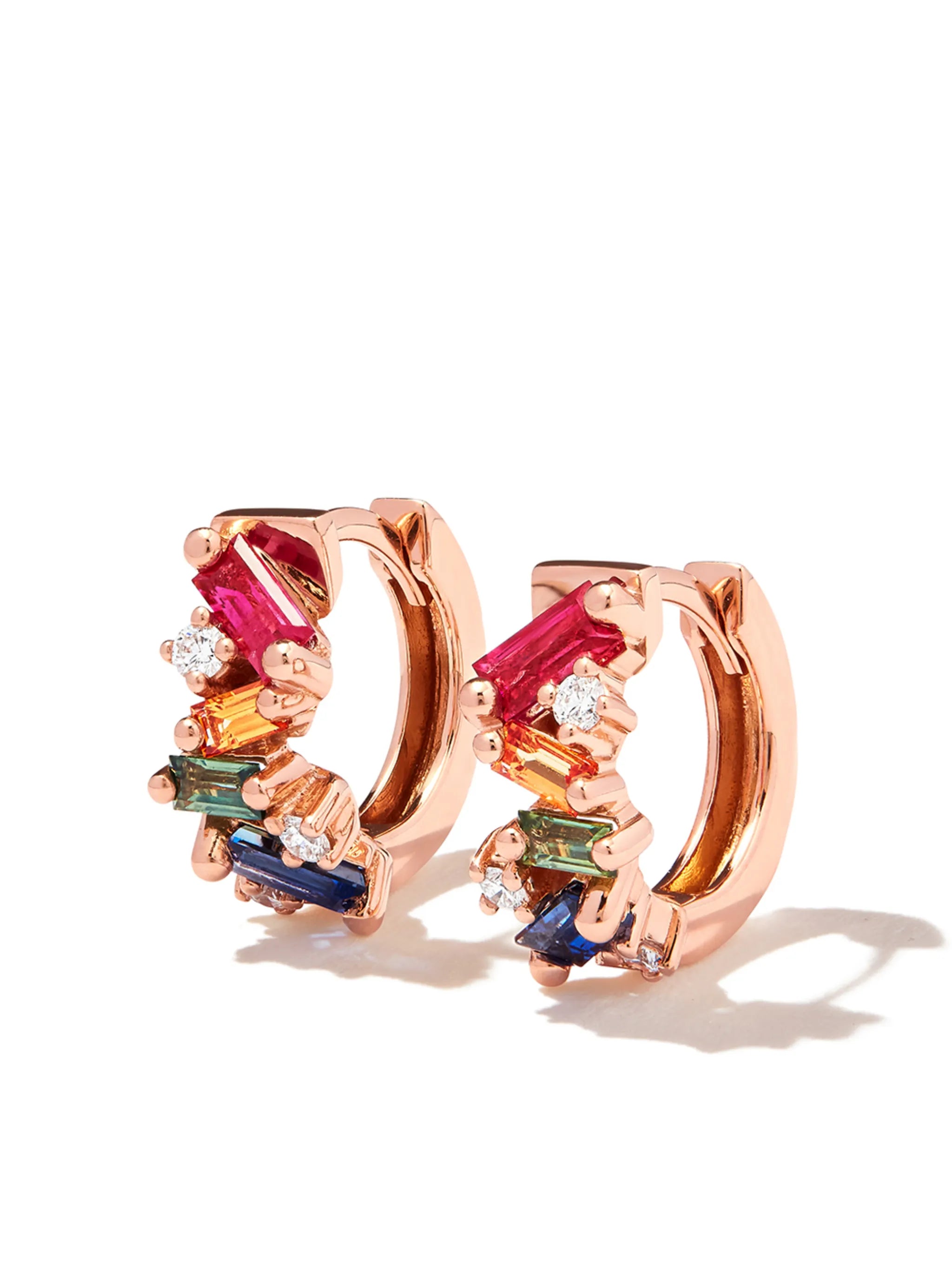 18kt rose gold sapphire and diamond earrings