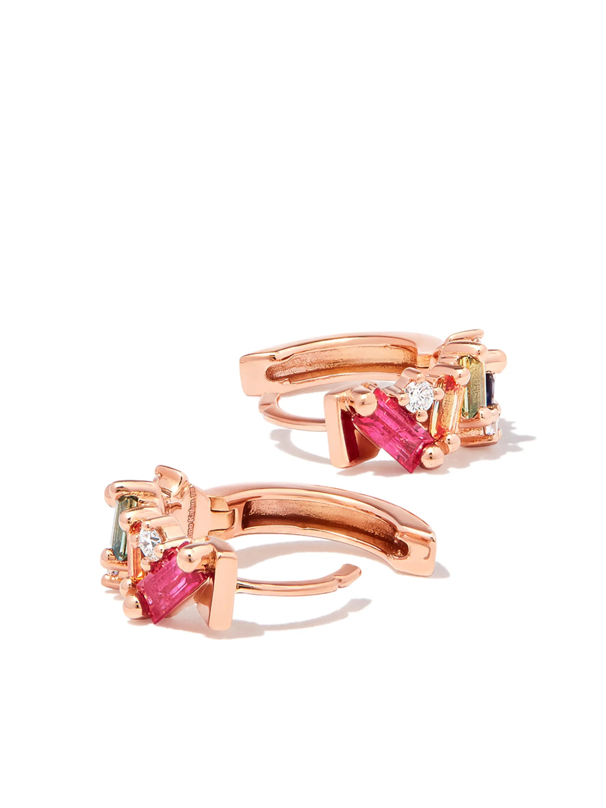 18kt rose gold sapphire and diamond earrings