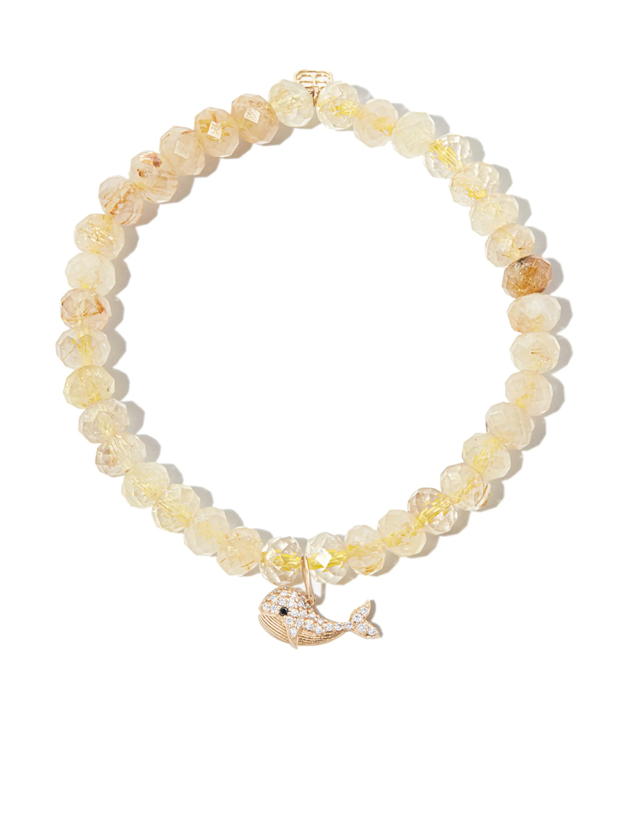 14kt yellow gold quartz and diamond bracelet