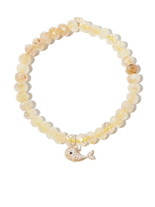 14kt yellow gold quartz and diamond bracelet