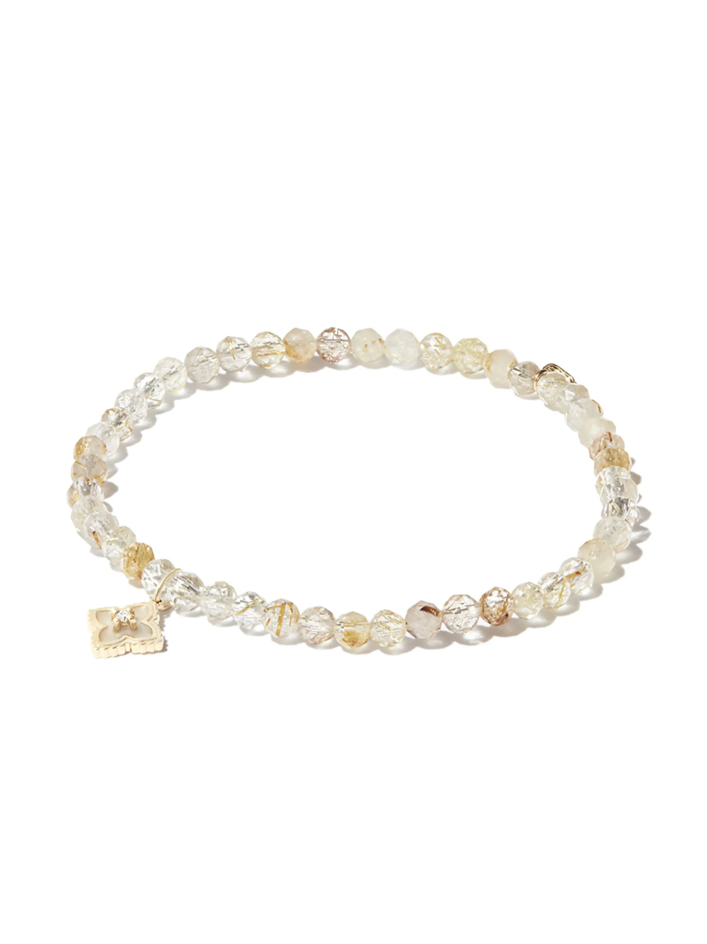 14kt yellow gold mini Moroccan charm beaded bracelet