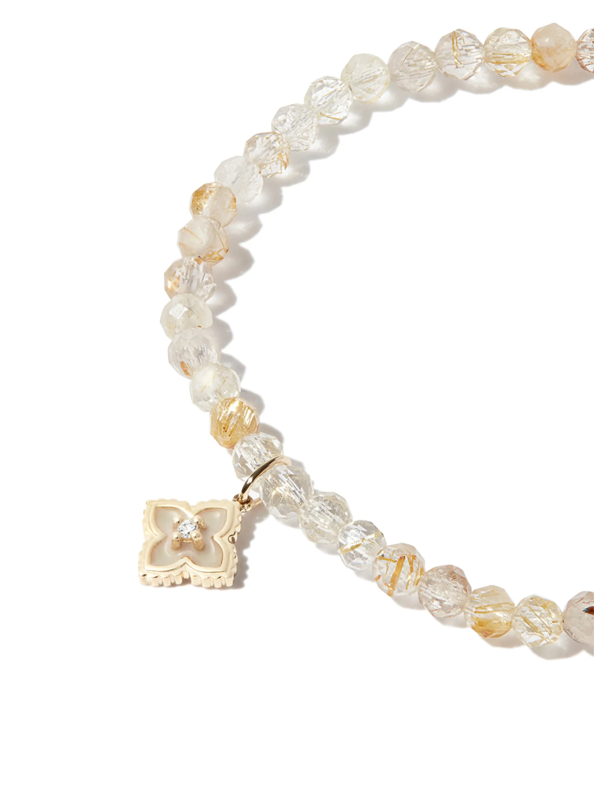 14kt yellow gold mini Moroccan charm beaded bracelet