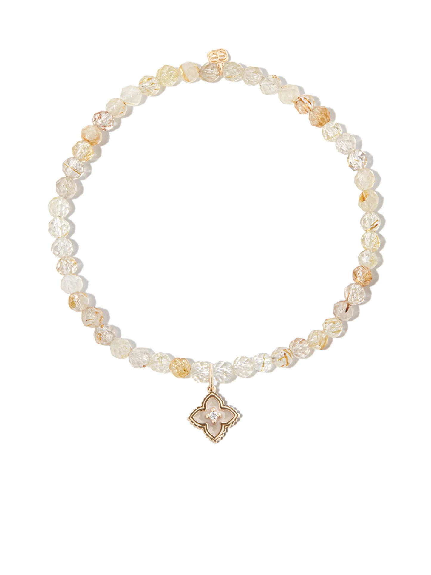 14kt yellow gold mini Moroccan charm beaded bracelet