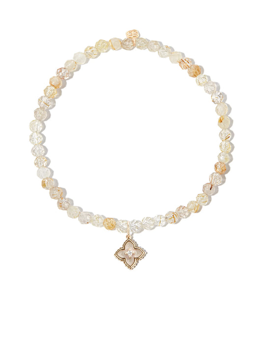 14kt yellow gold mini Moroccan charm beaded bracelet