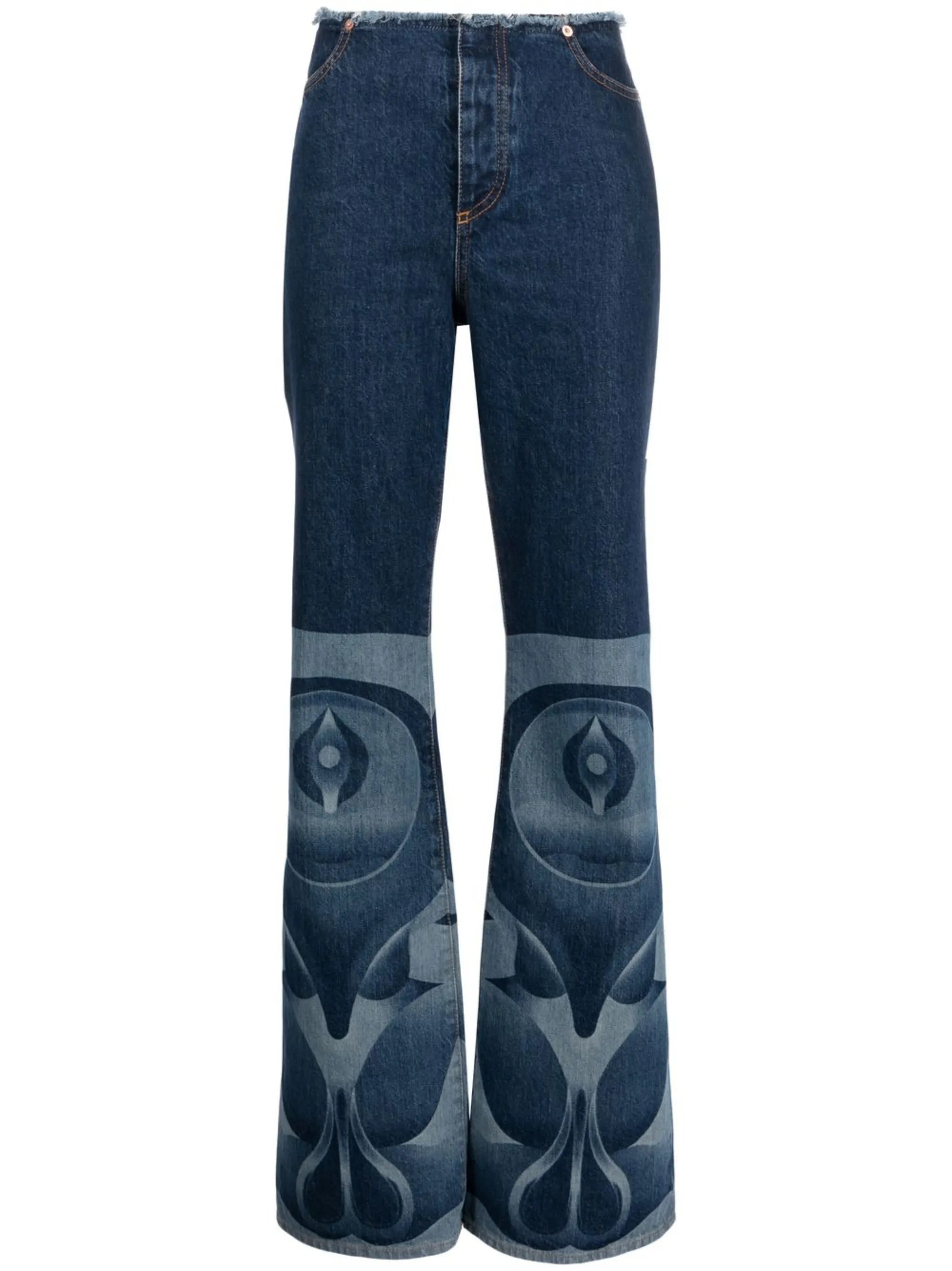 graphic-print bootcut jeans