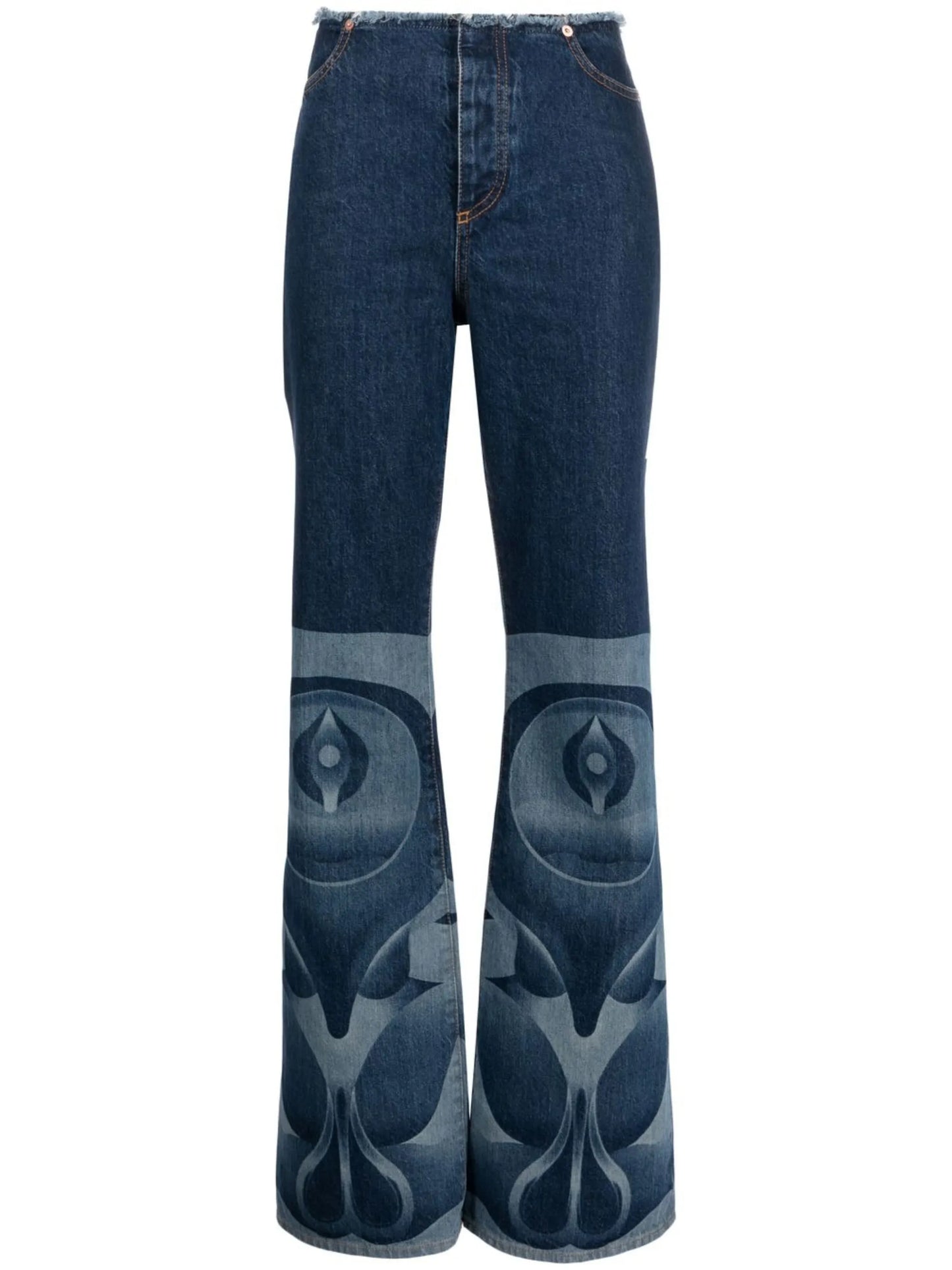 graphic-print bootcut jeans