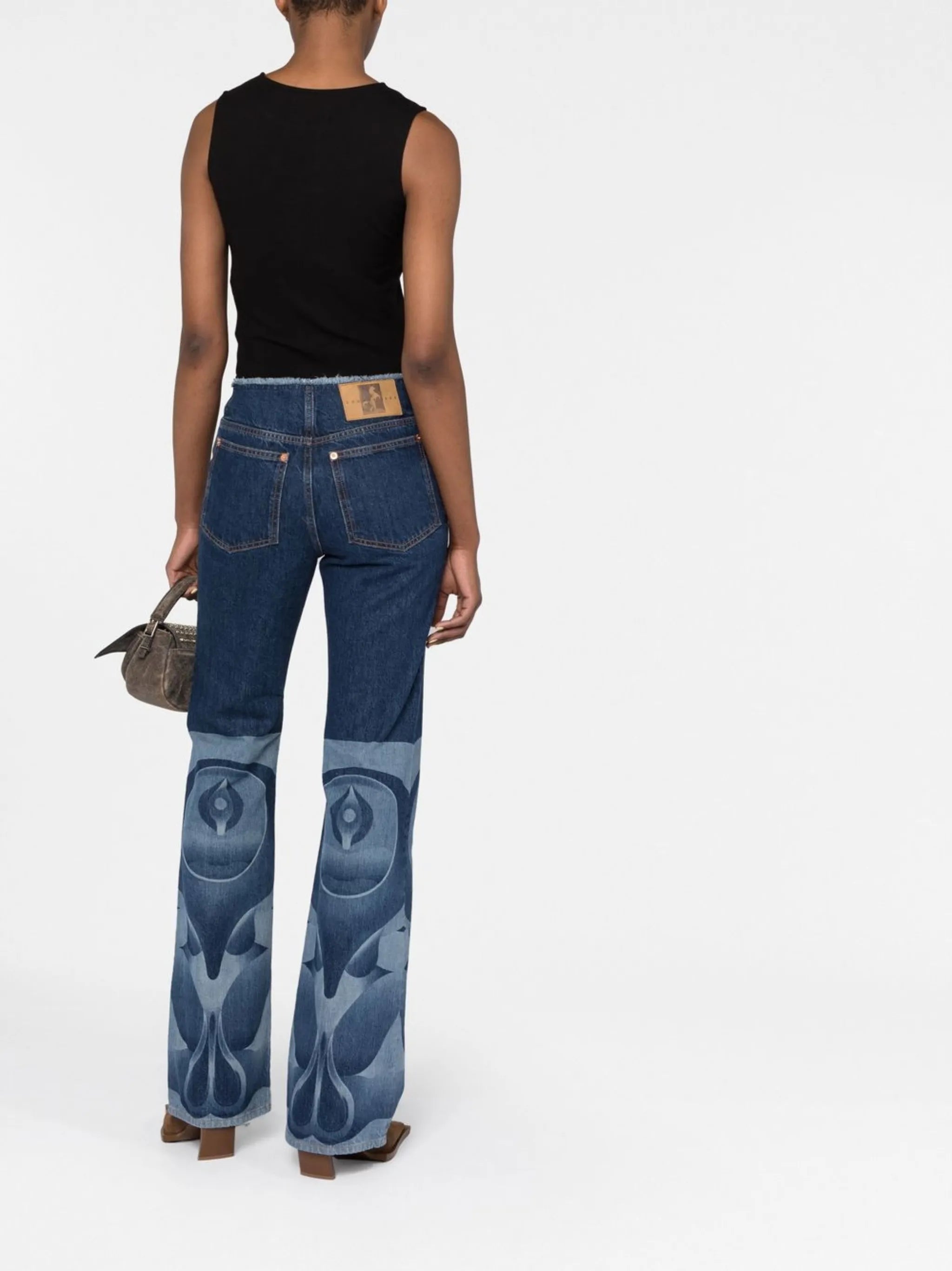 graphic-print bootcut jeans