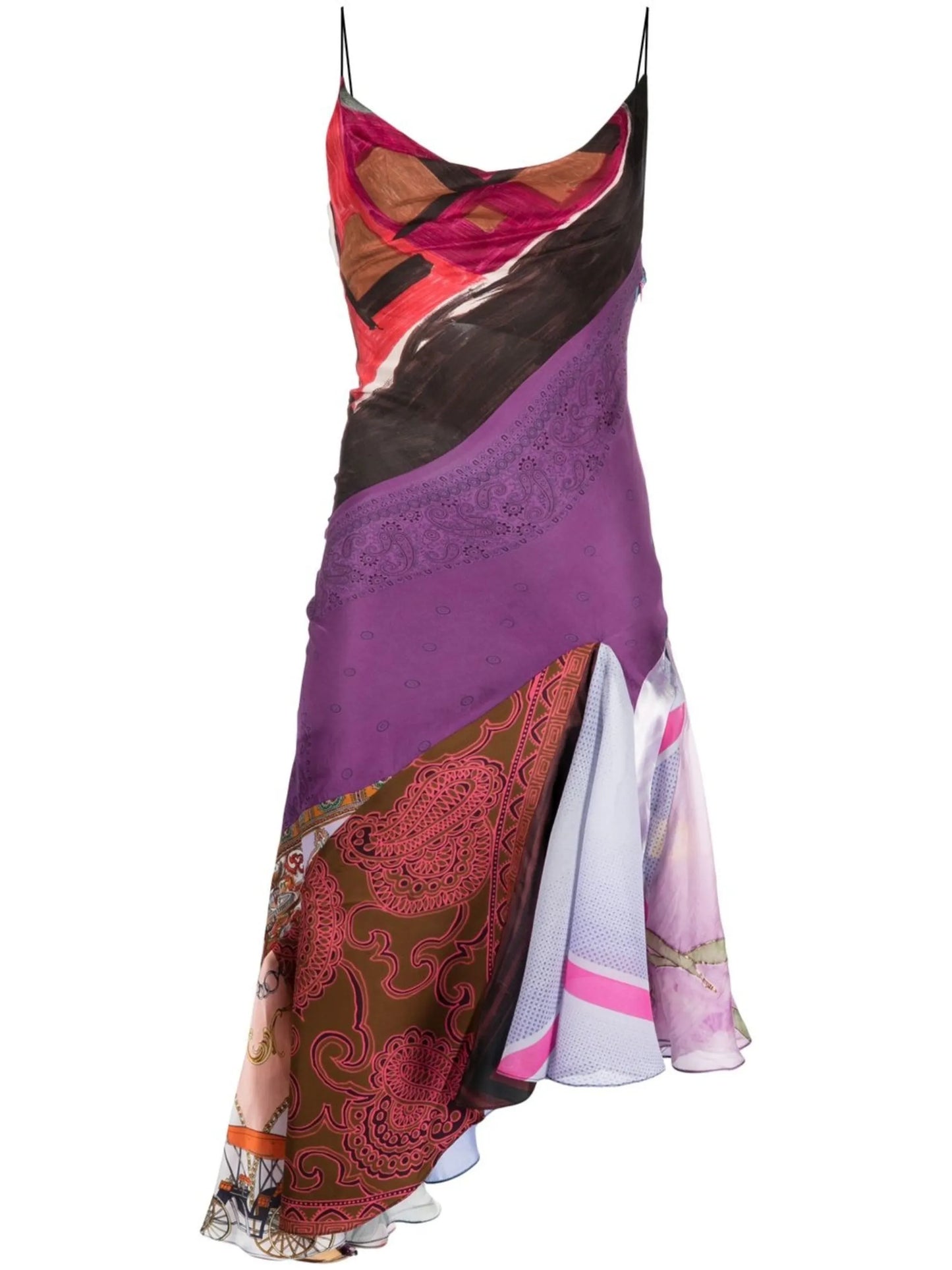 patchwork asymmetric midi dress