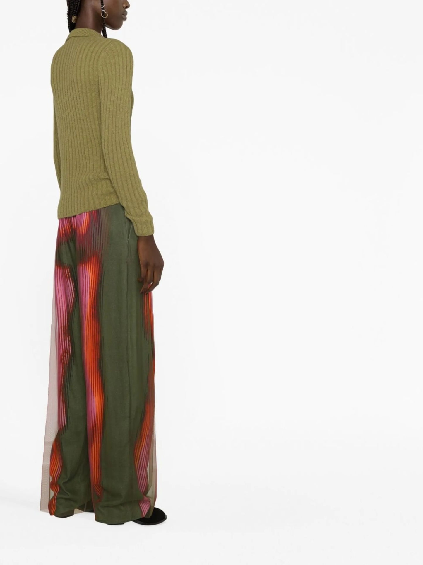Fine buttoned ribbed cardigan