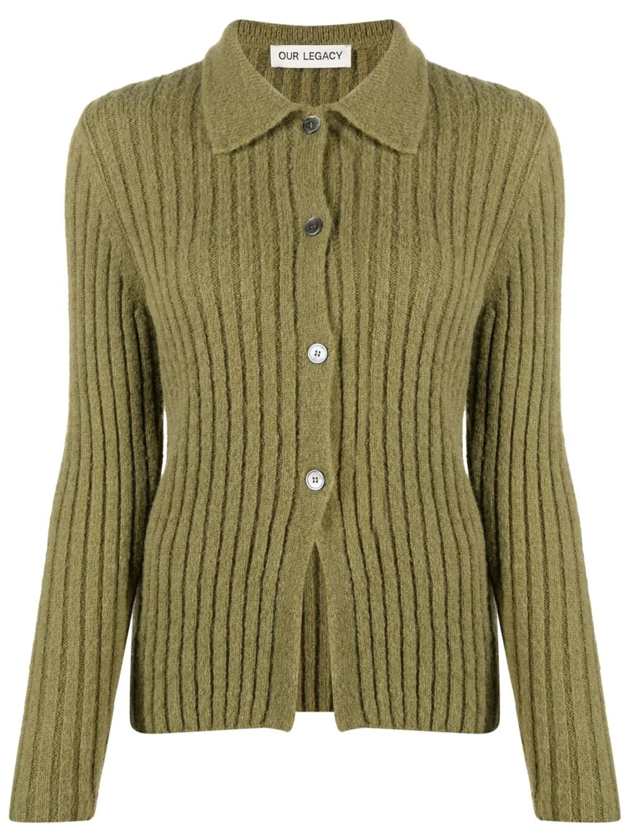 Fine buttoned ribbed cardigan