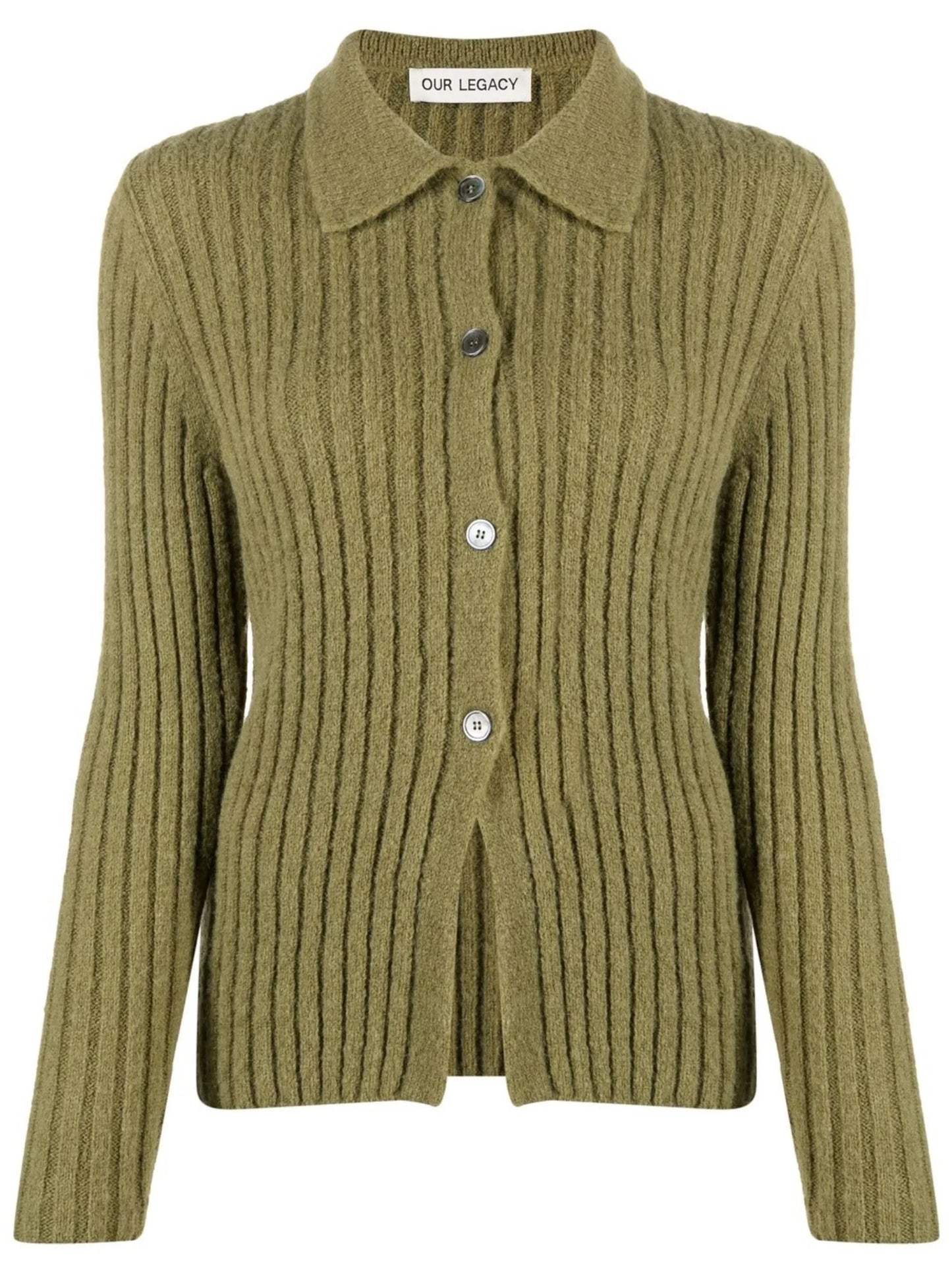 Fine buttoned ribbed cardigan
