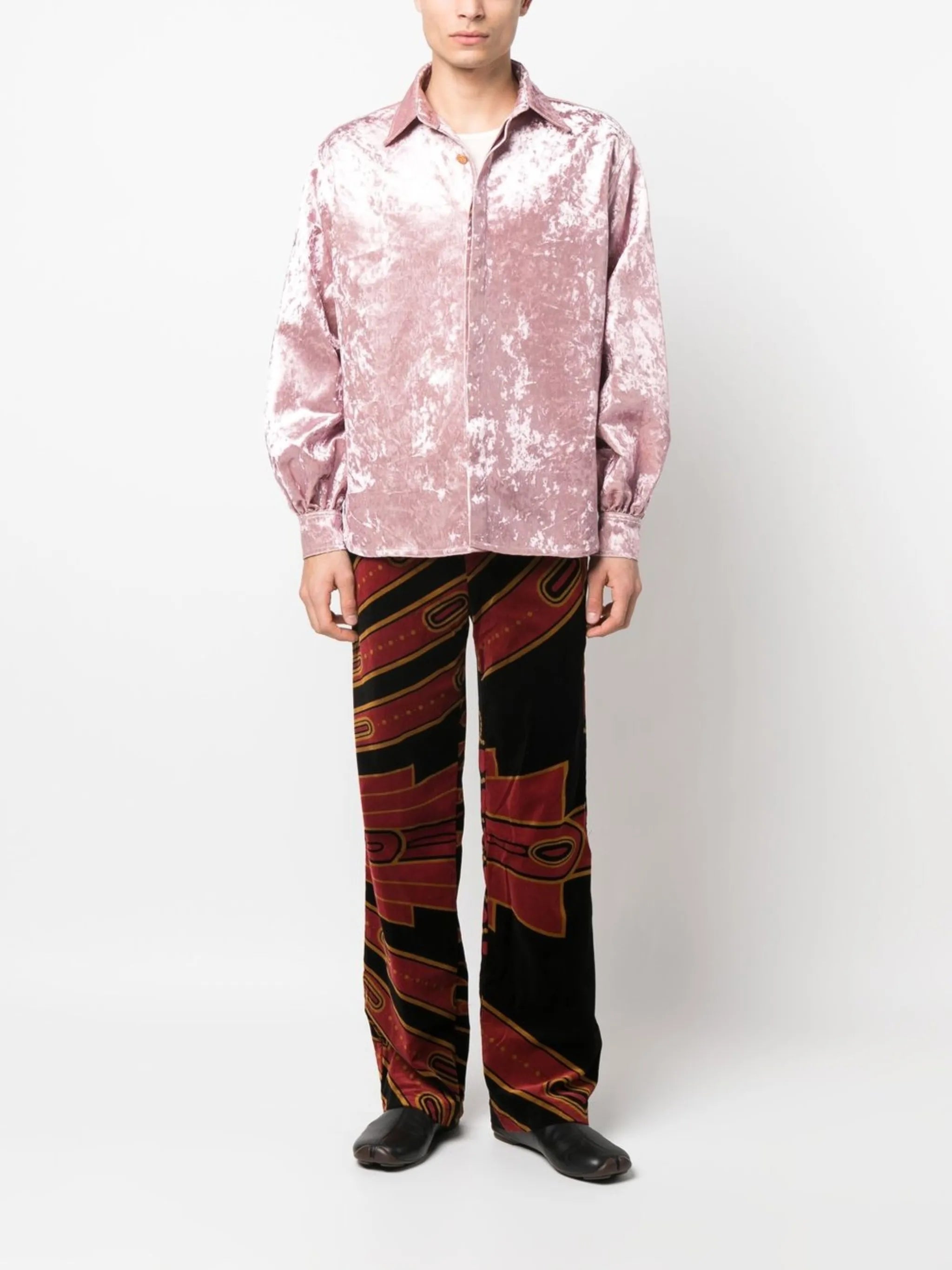 crushed velvet long-sleeves shirt