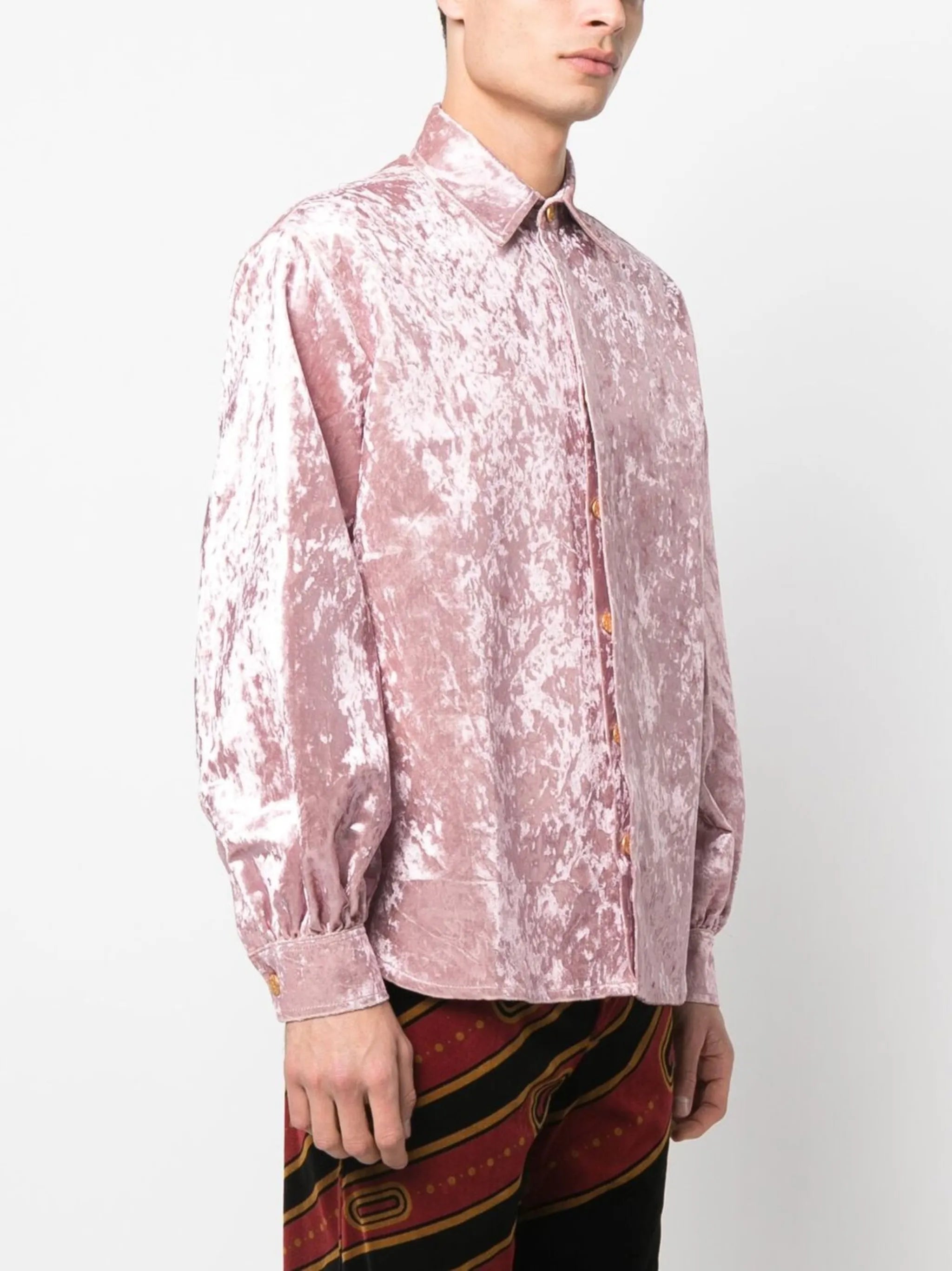 crushed velvet long-sleeves shirt