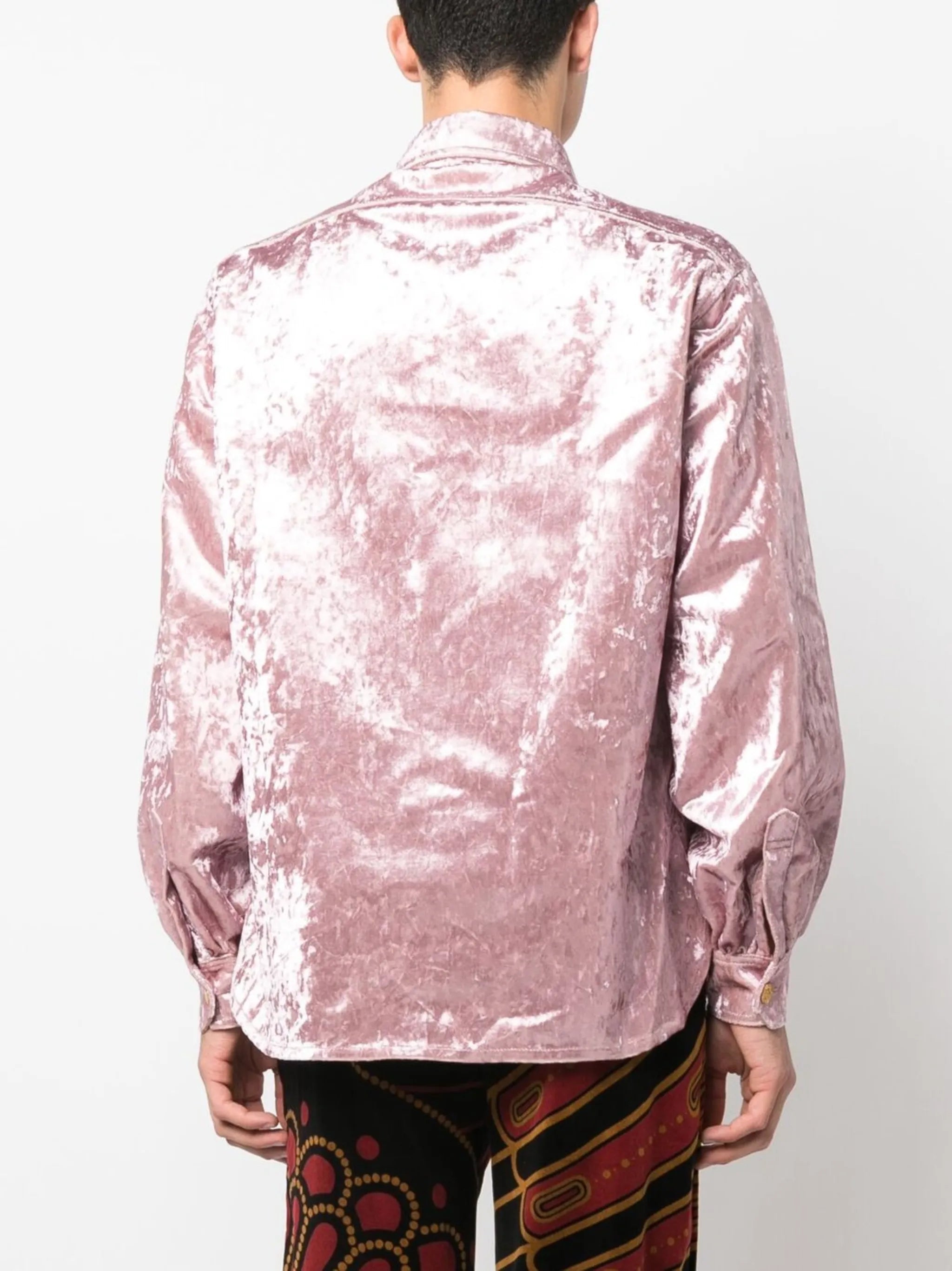 crushed velvet long-sleeves shirt