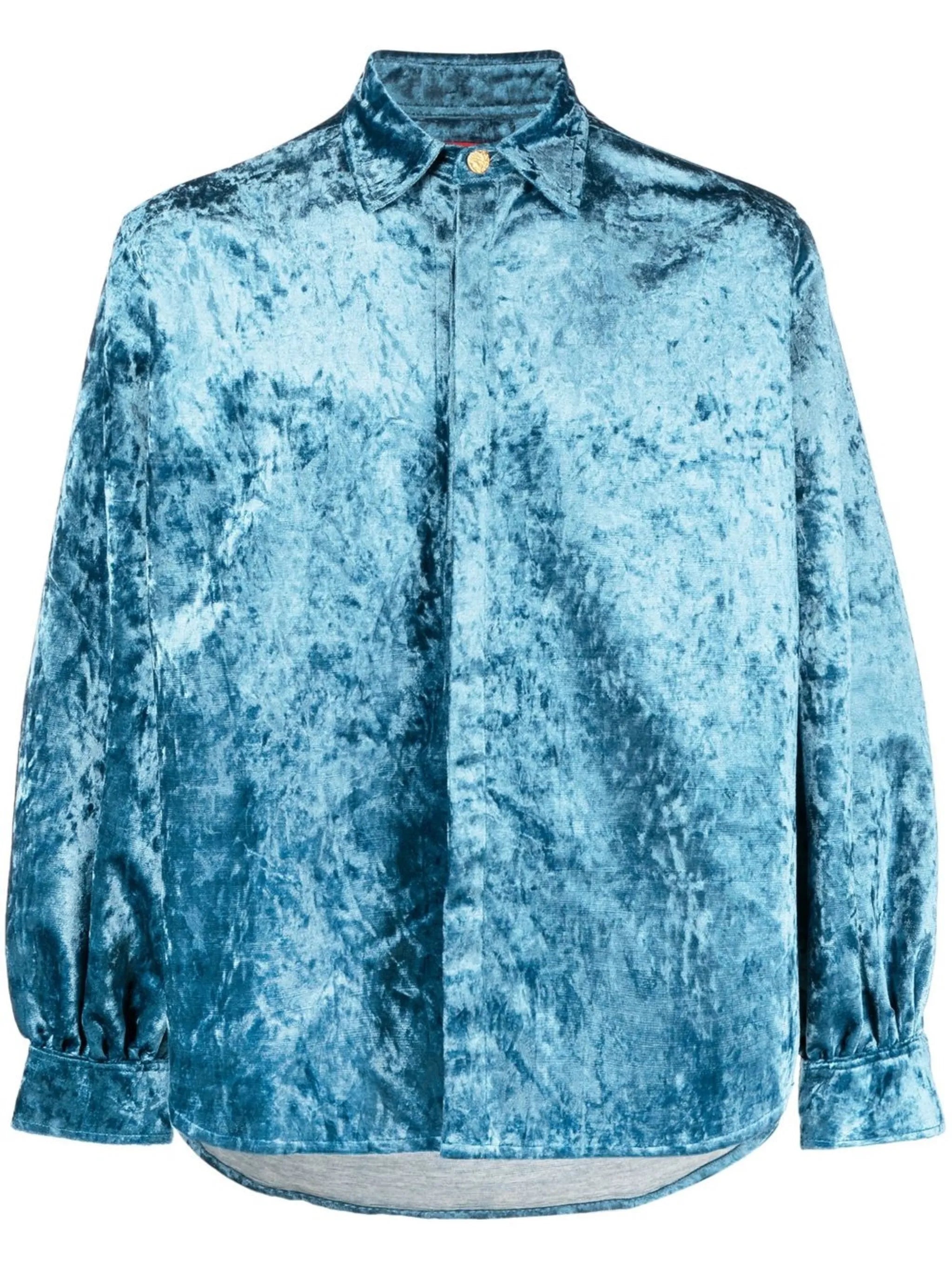 velvet puff-sleeved shirt