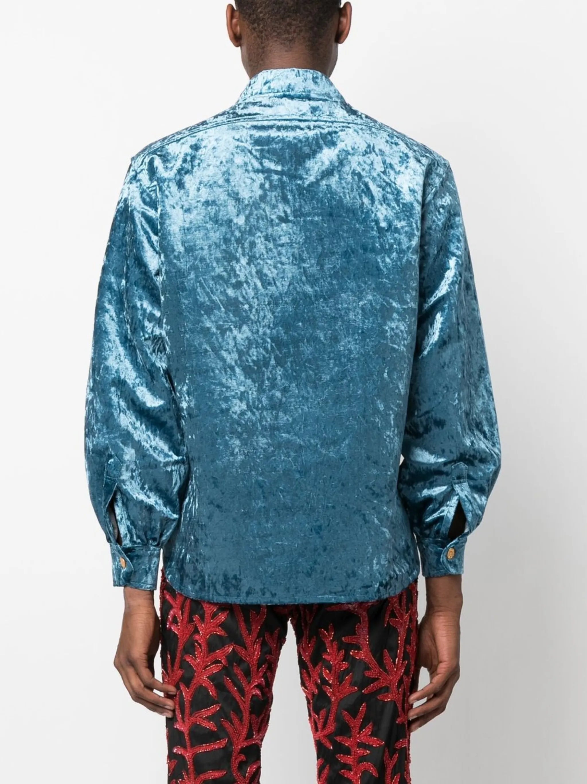 velvet puff-sleeved shirt
