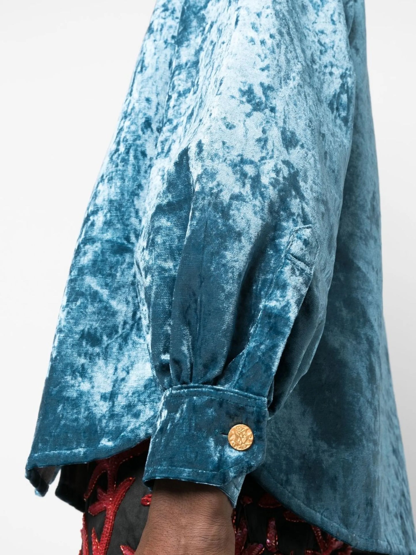 velvet puff-sleeved shirt
