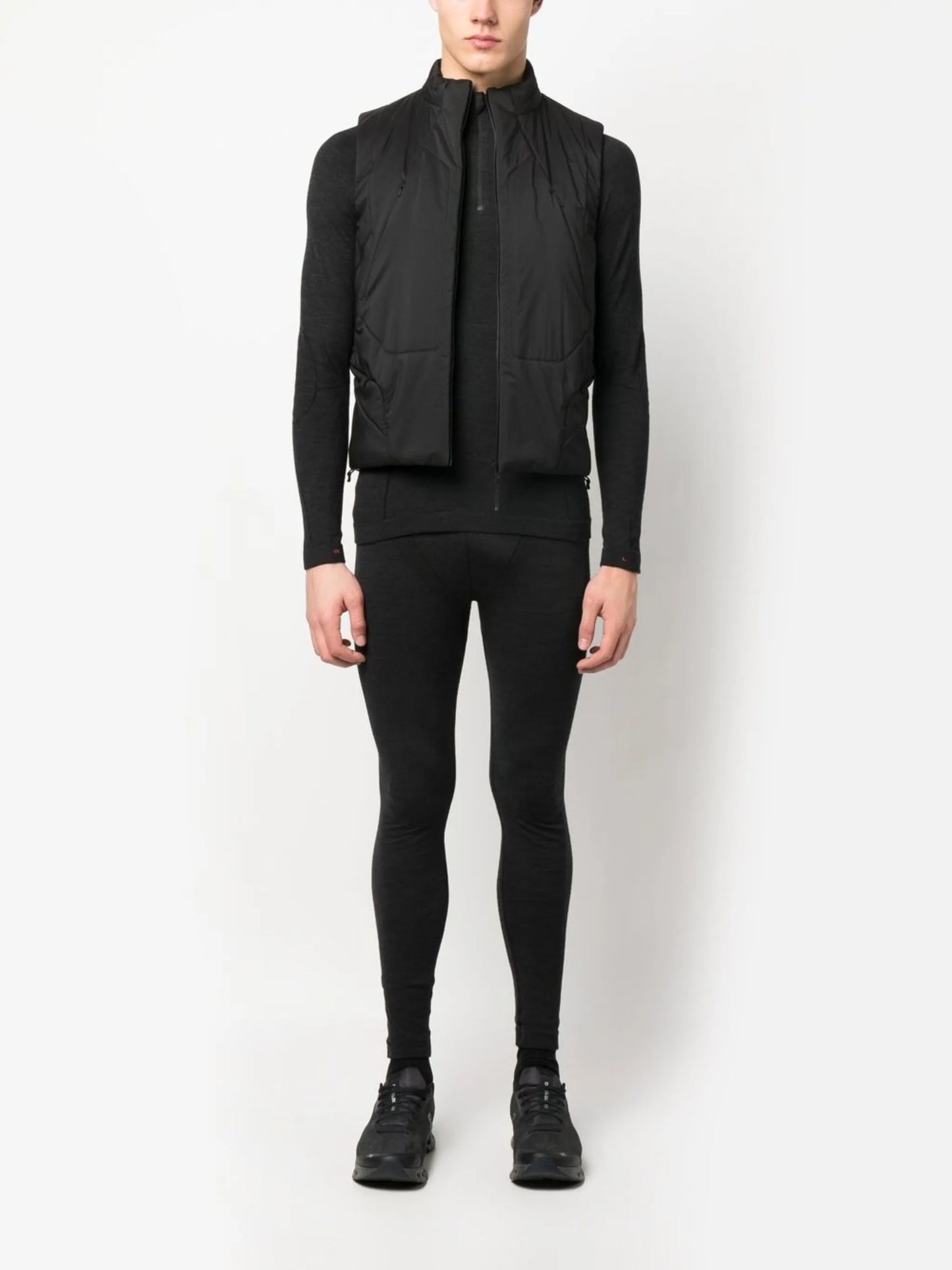 logo-print zip-up performance top