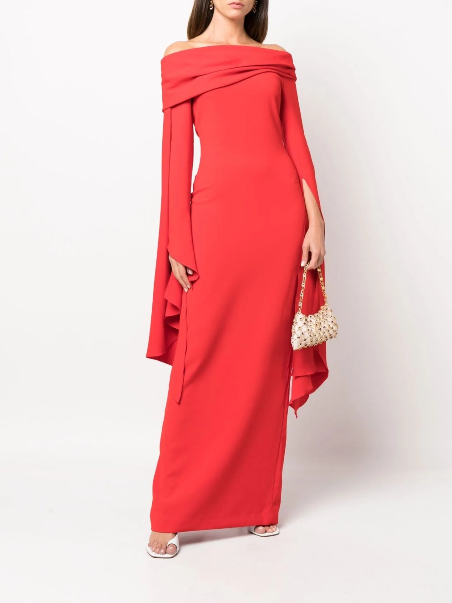 Arden off-shoulder evening gown