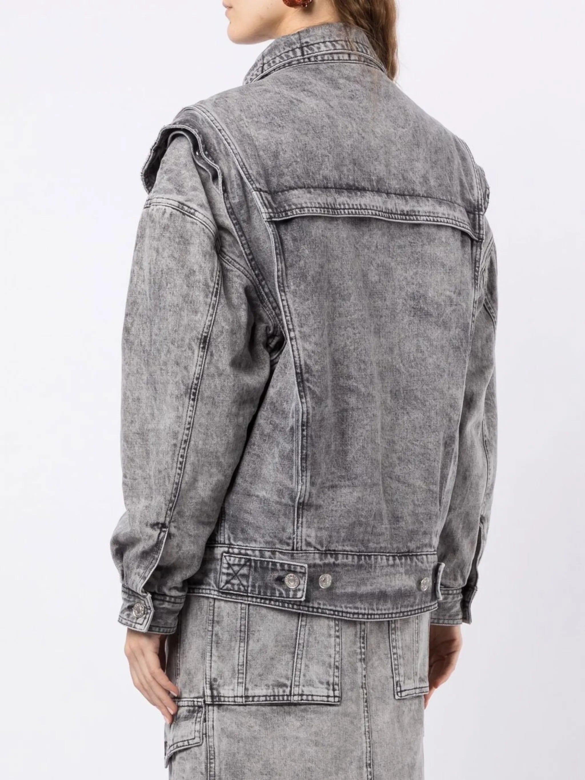 layered-sleeve denim jacket