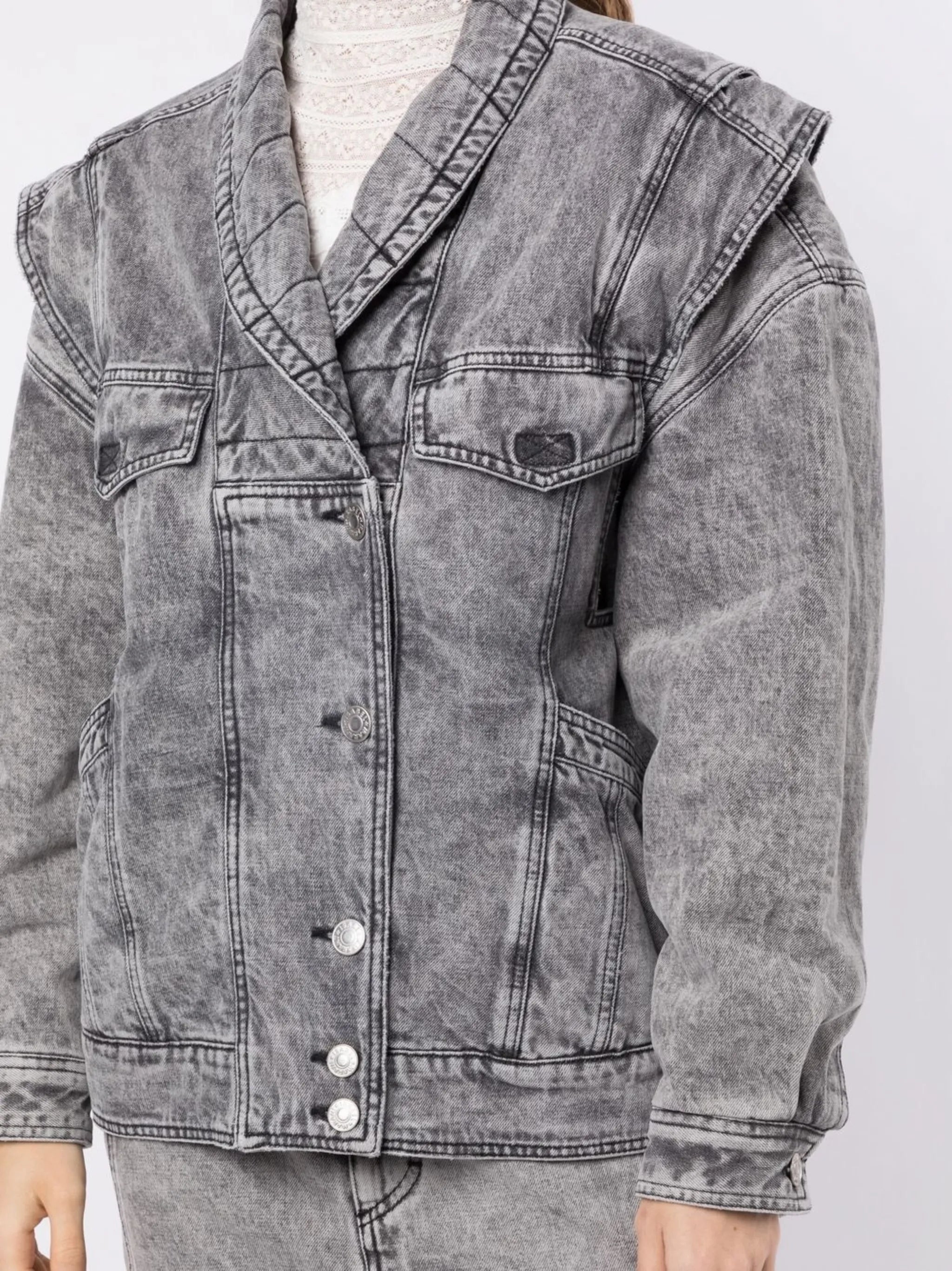 layered-sleeve denim jacket