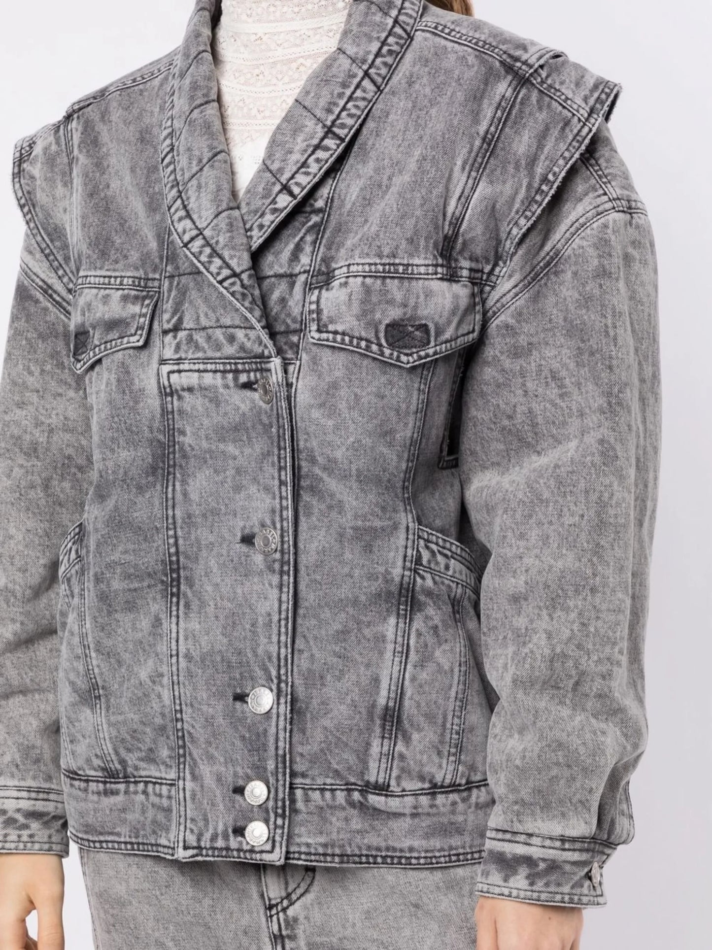 layered-sleeve denim jacket
