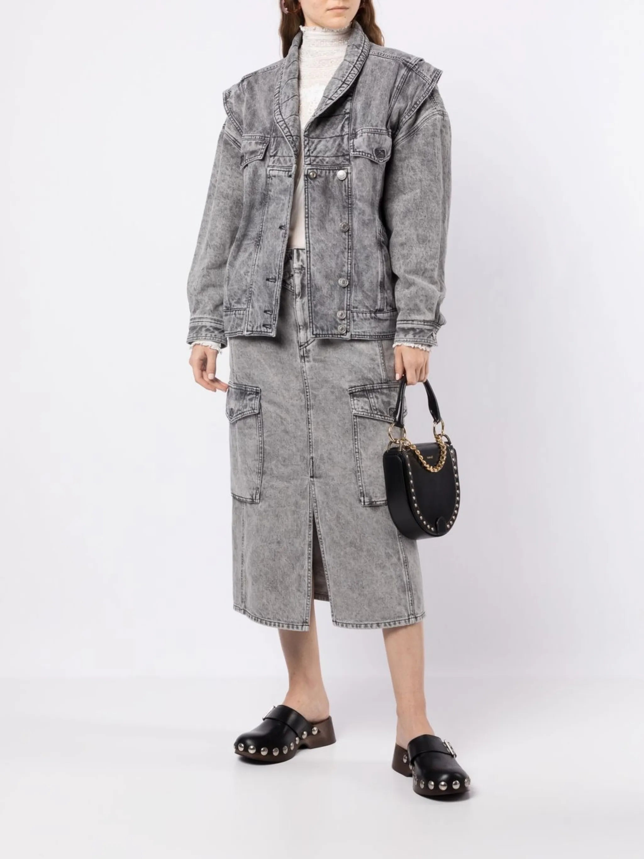 layered-sleeve denim jacket