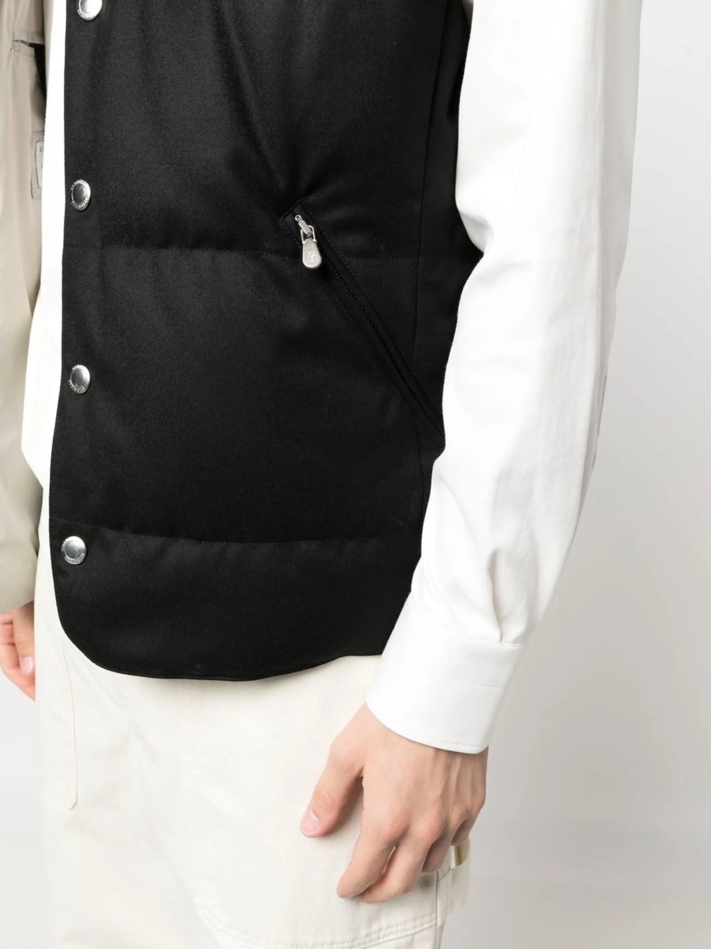 hooded down-padded gilet