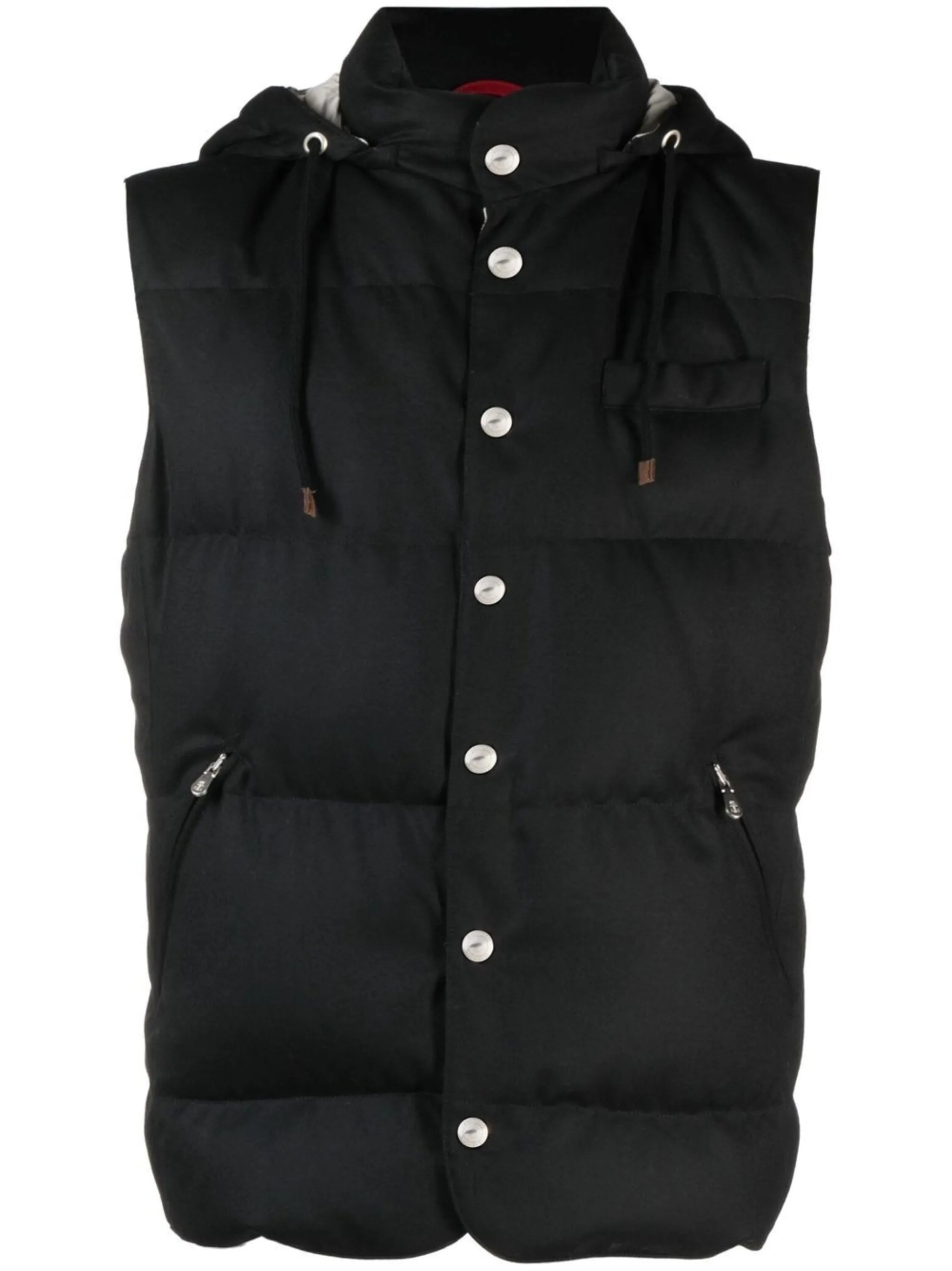 hooded down-padded gilet