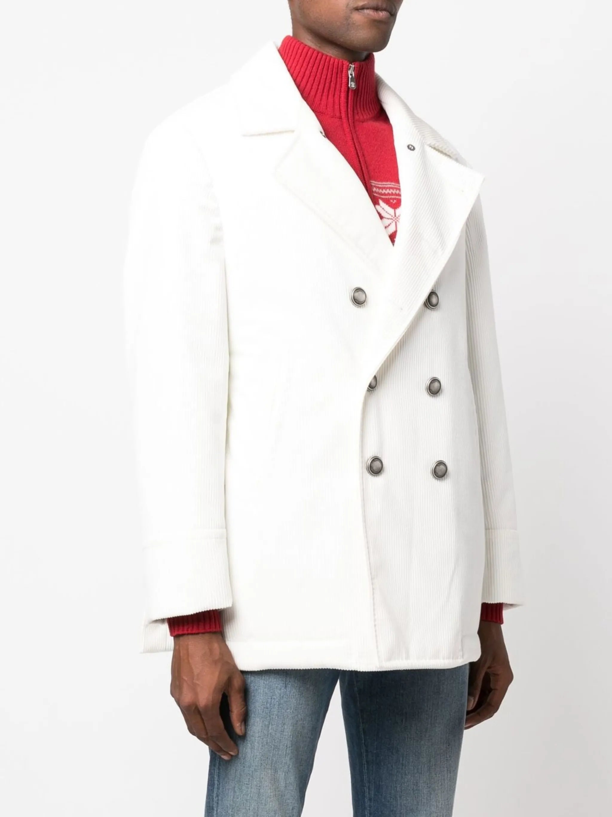 Caban double-breasted corduroy coat