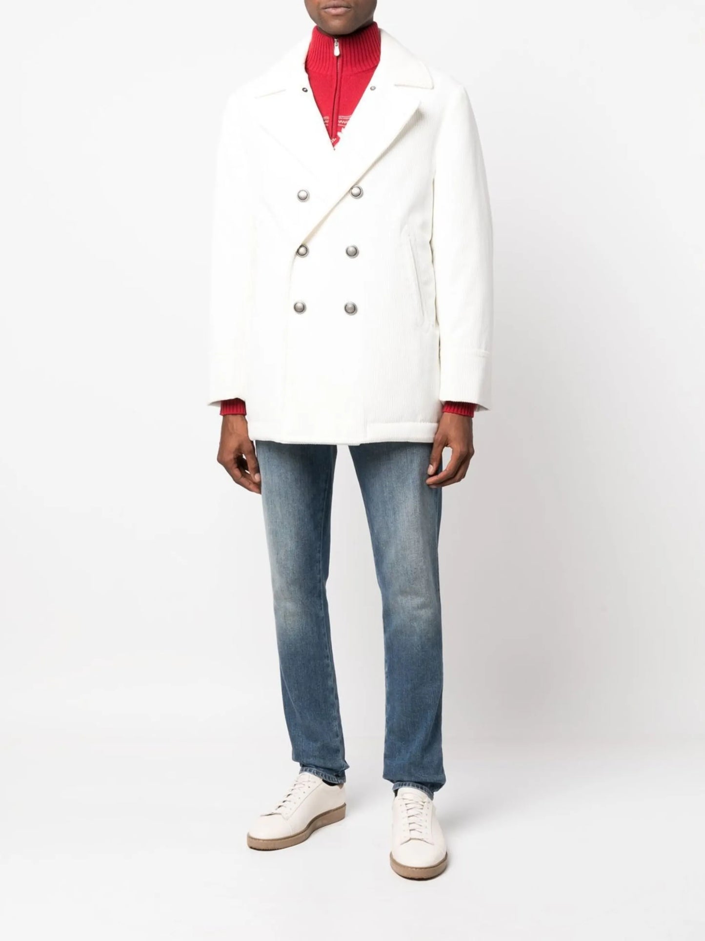 Caban double-breasted corduroy coat
