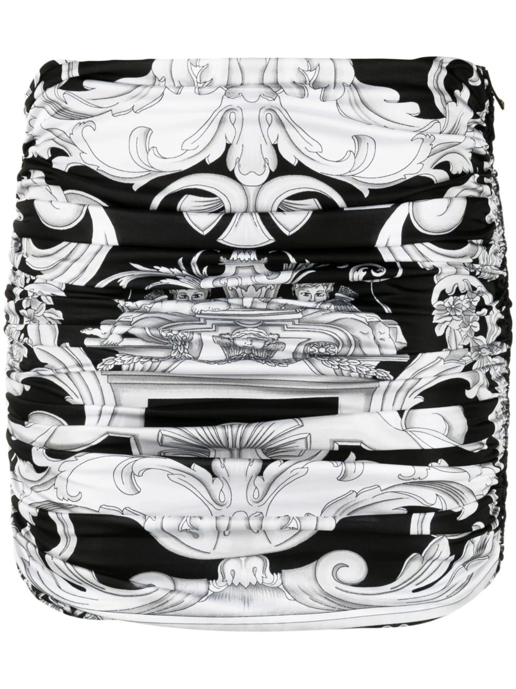 Baroque-print mini skirt