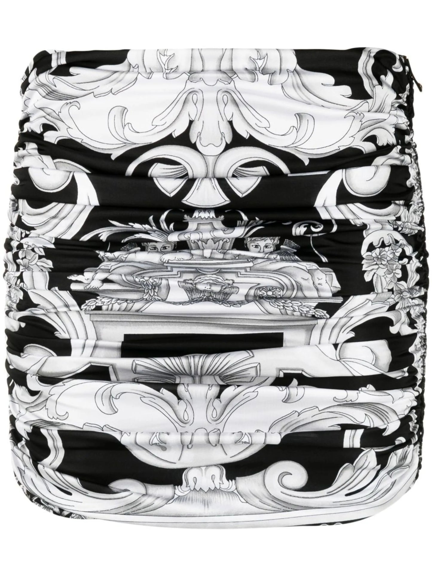 Baroque-print mini skirt