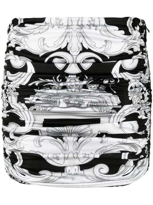 Baroque-print mini skirt