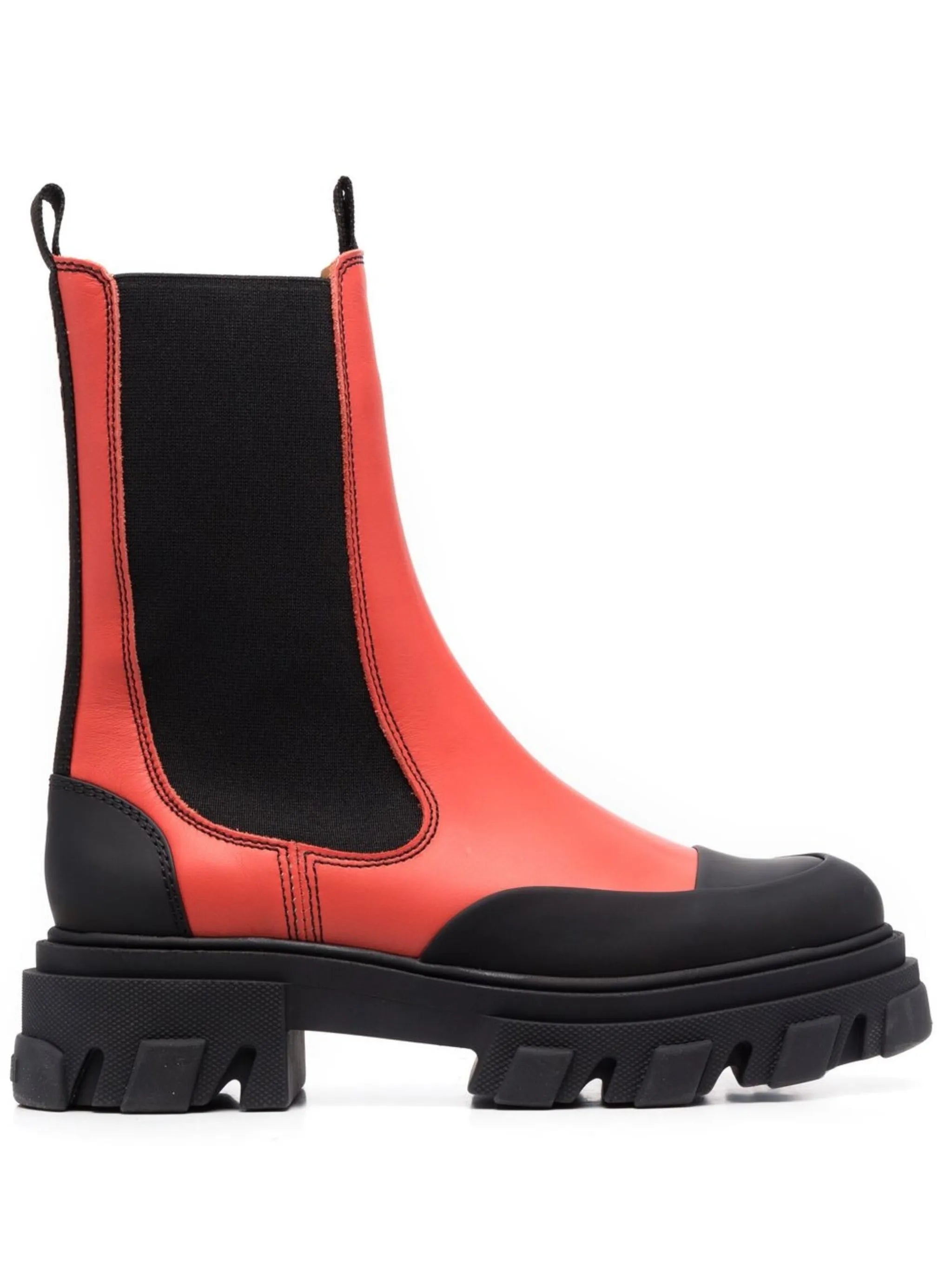 tall two-tone leather boots