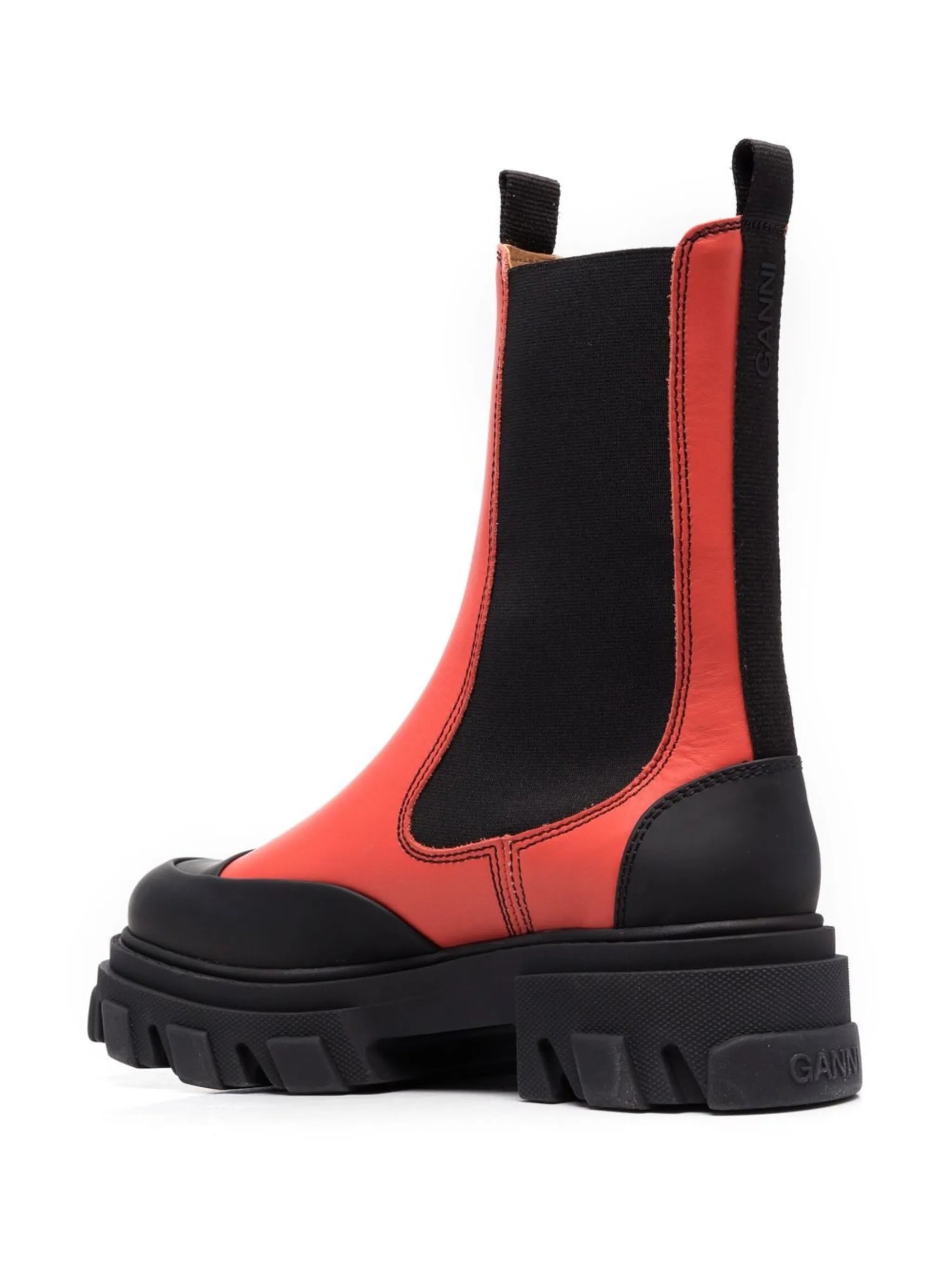 tall two-tone leather boots